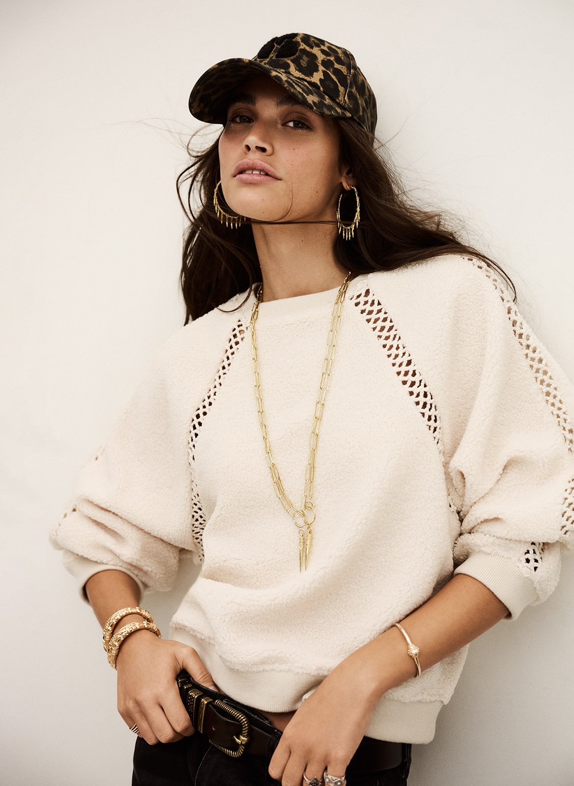 Sweat ample ajouré en maille bouclée sweet BA&SH Beige