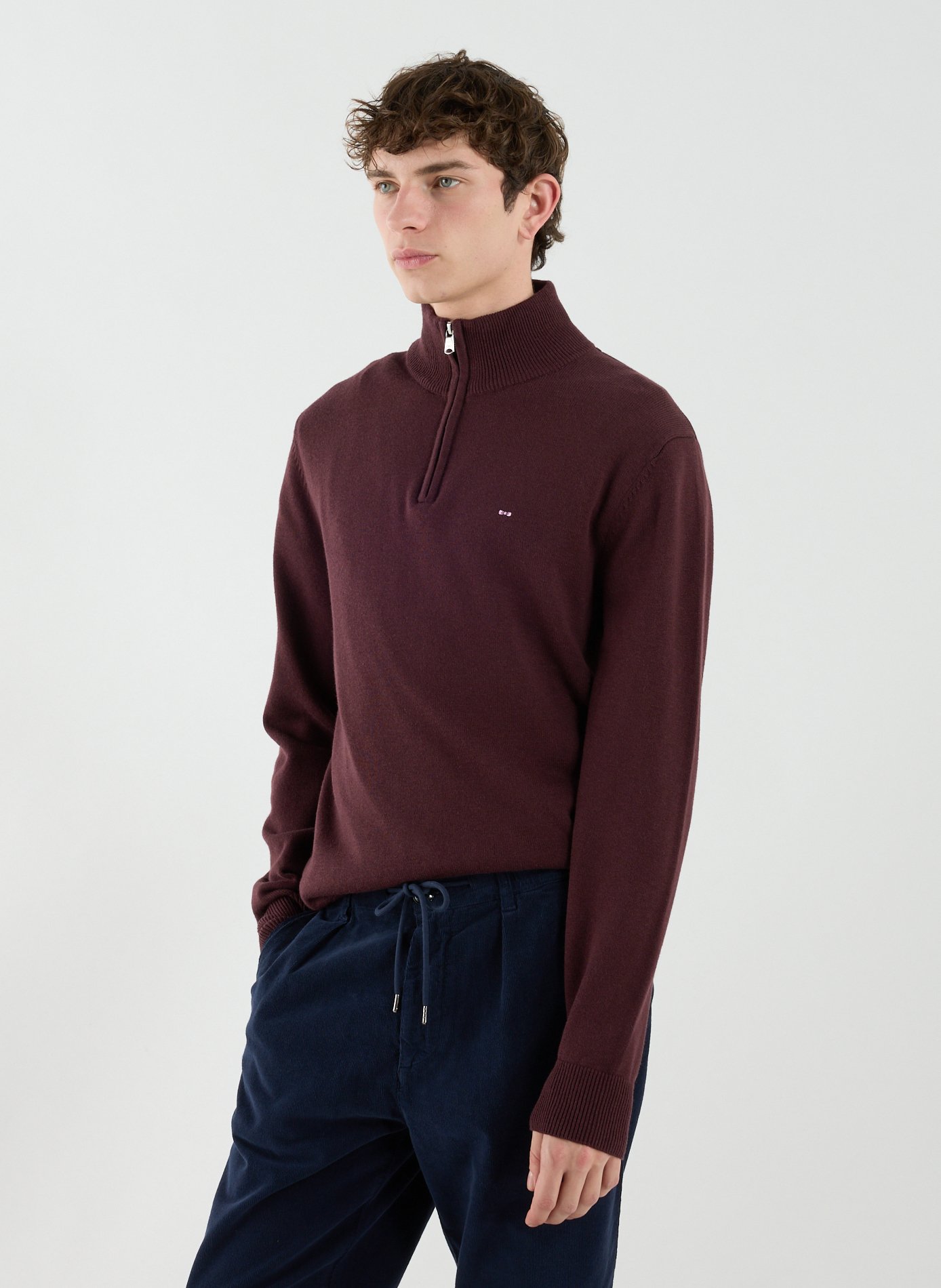 Wool and cotton zip-up sweater EDEN PARK Red