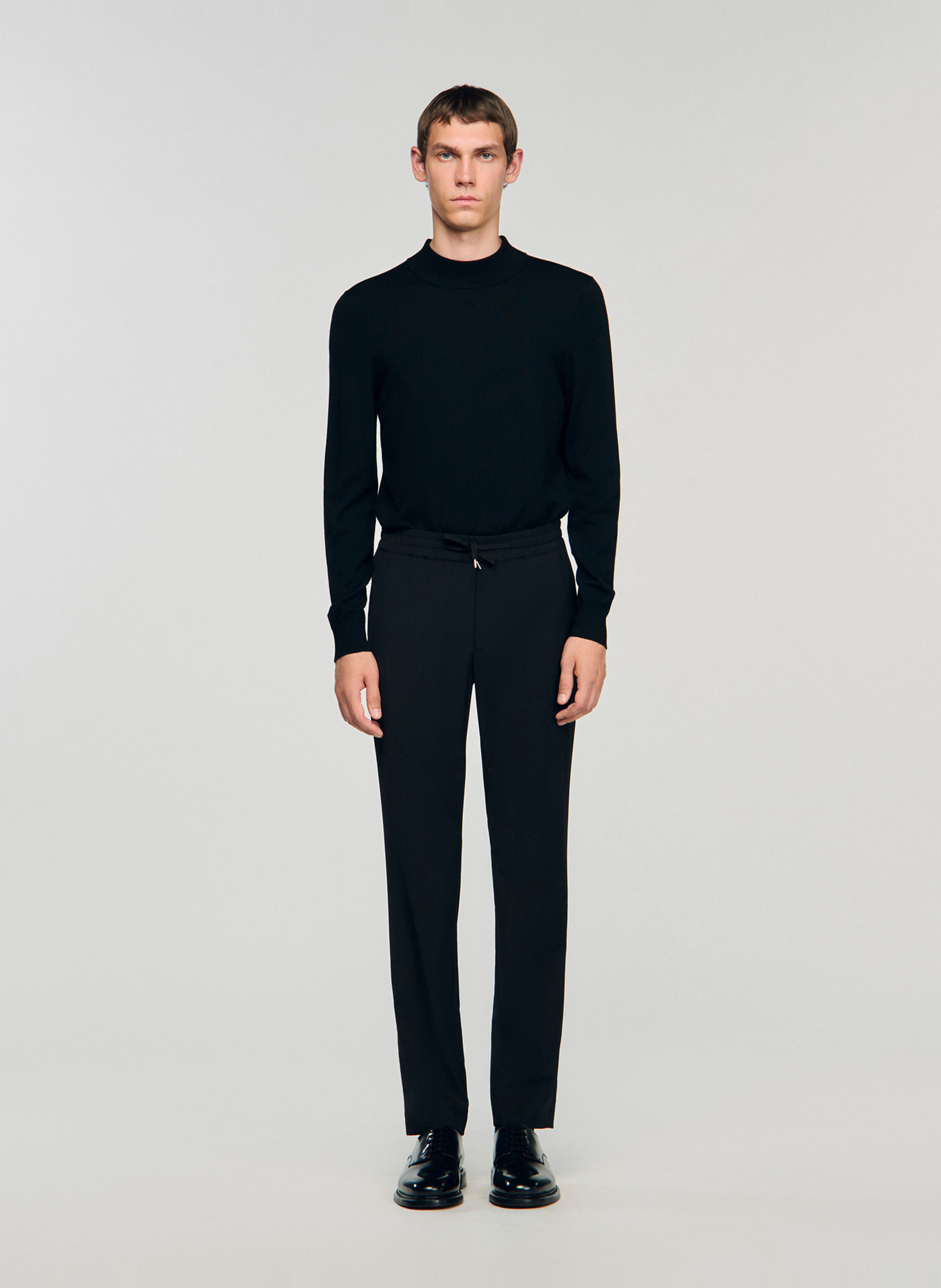Pantalon droit élastiqué SANDRO Noir