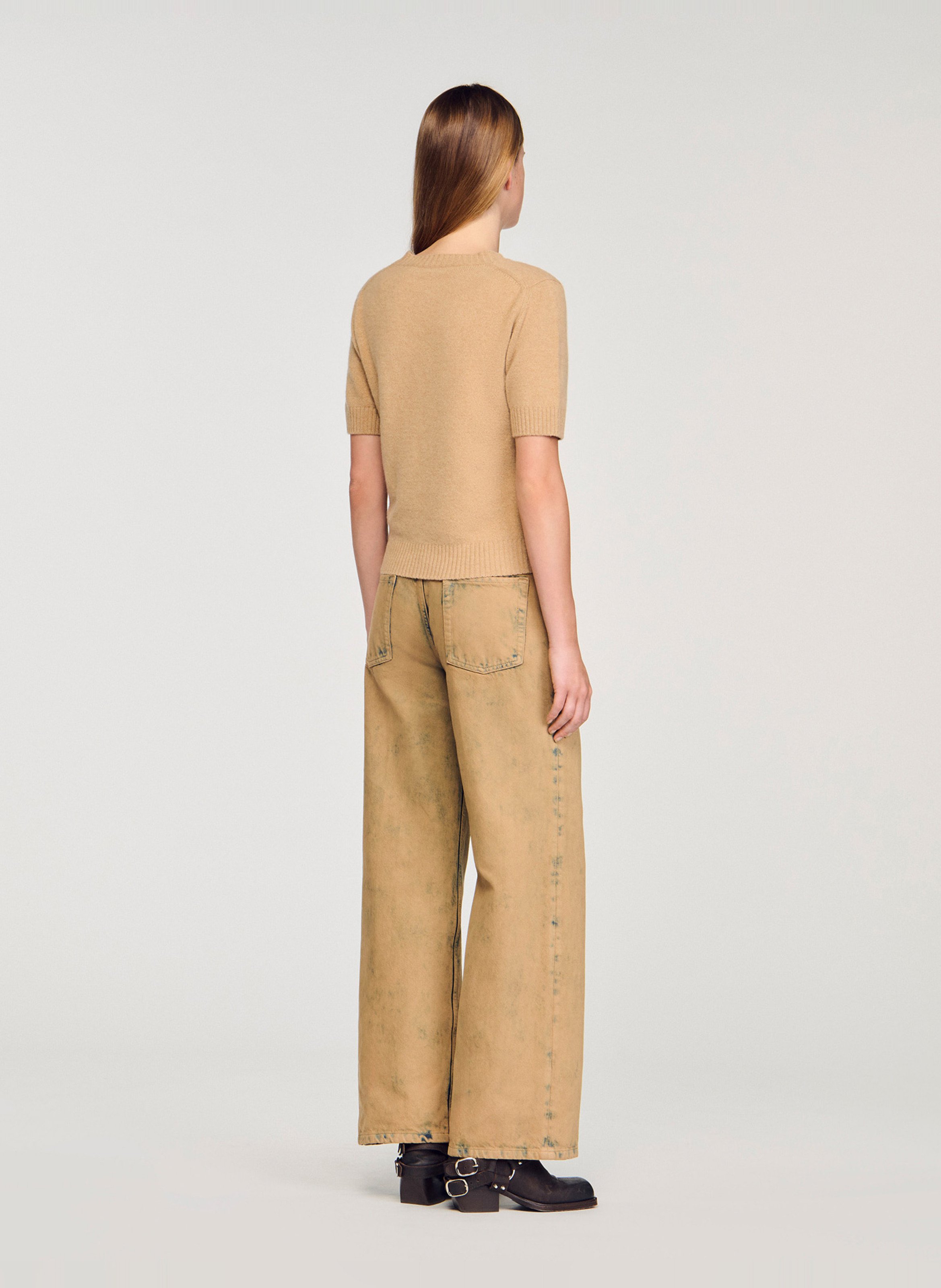 Pull col rond en laine SANDRO Marron