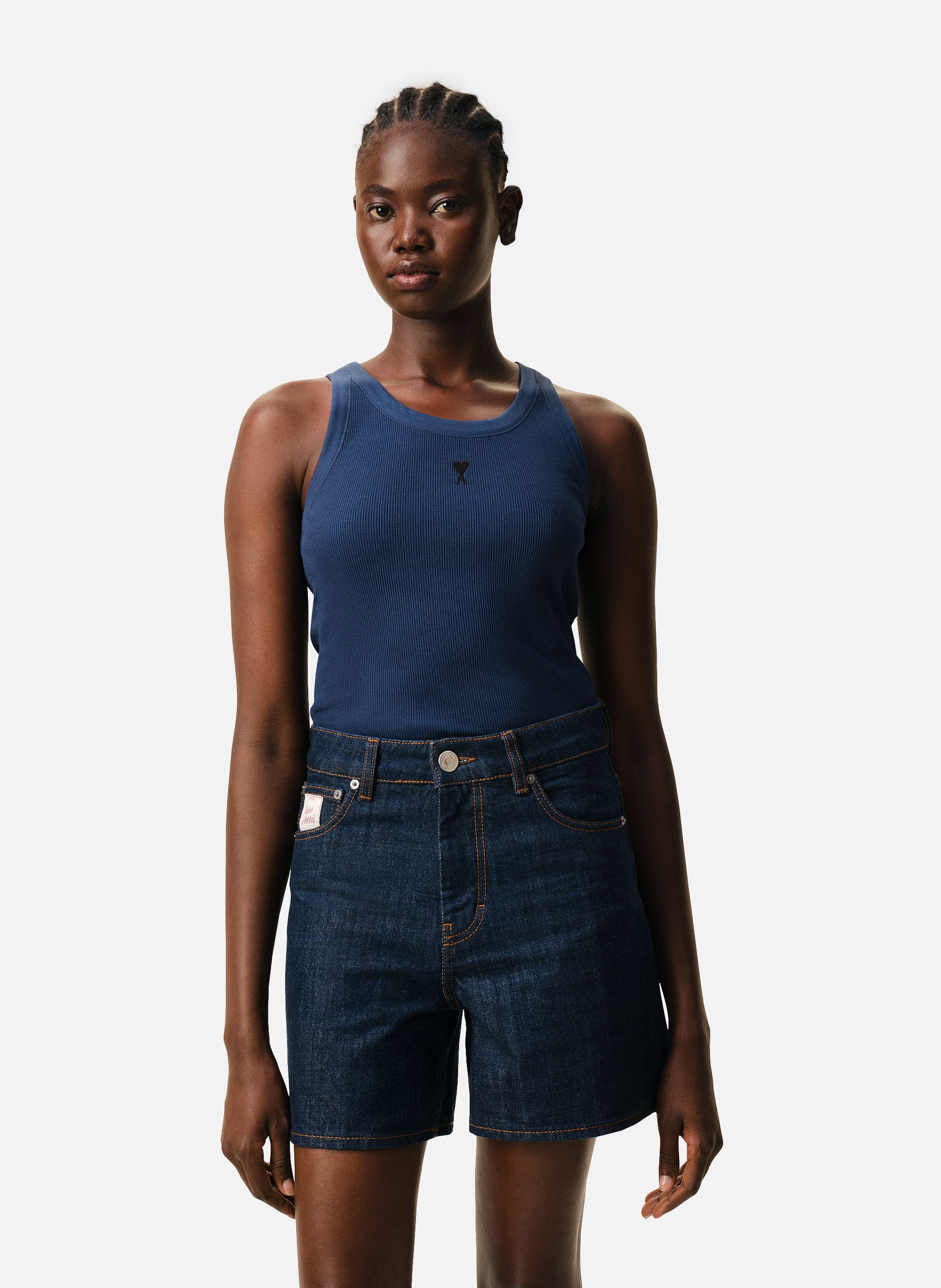 Debardeur ami de coeur en coton AMI PARIS Bleu