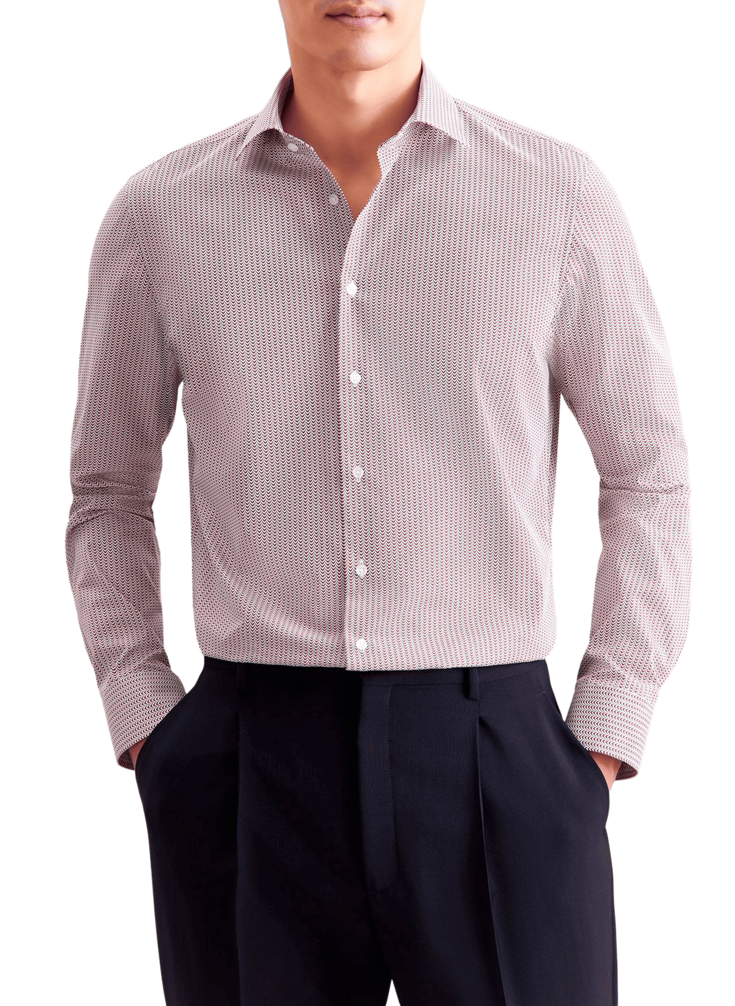 SEIDENSTICKER Chemise col classique à rayures en coton Rouge