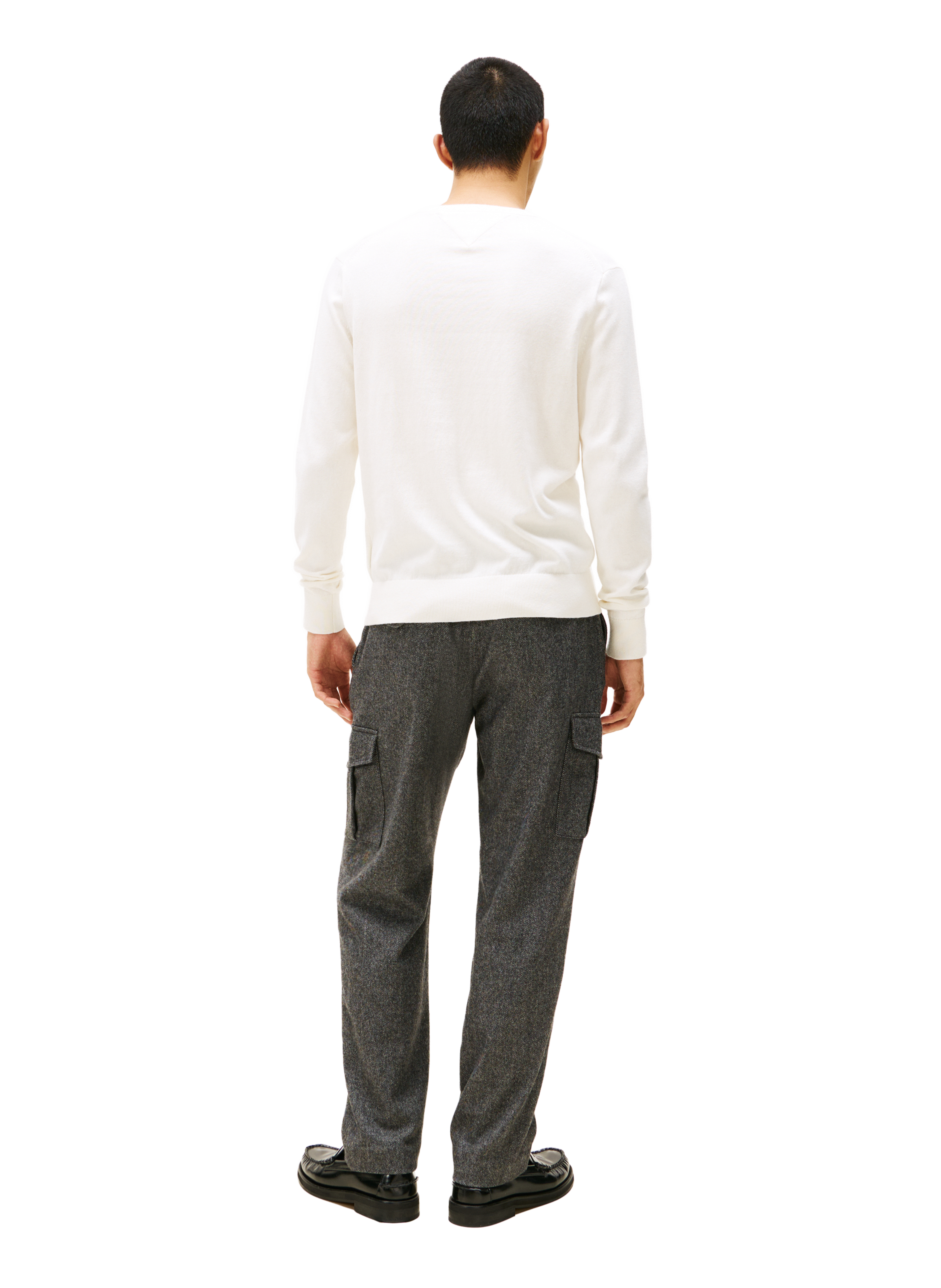 Pull col rond en coton et cachemire TOMMY HILFIGER Beige