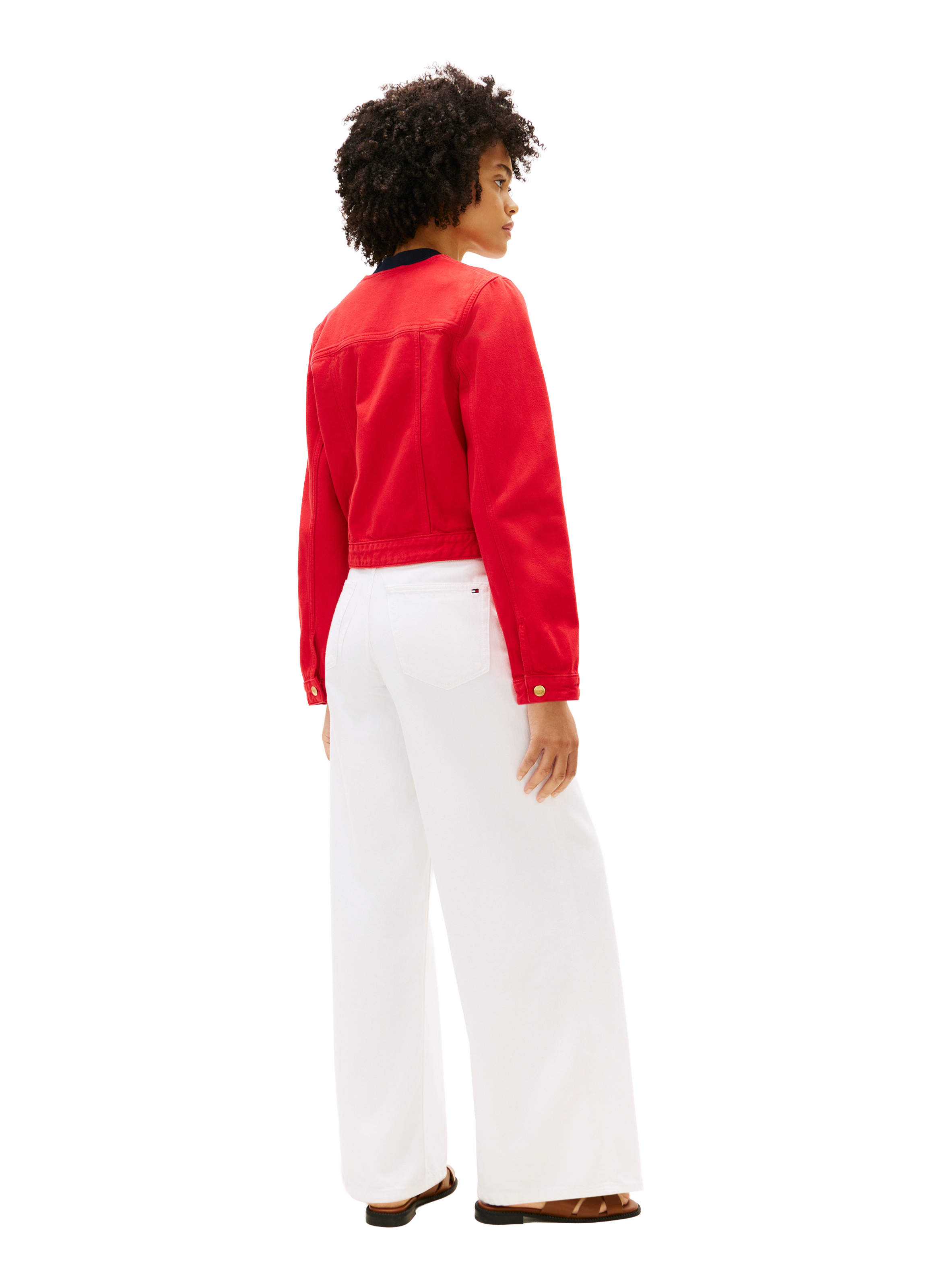 Cotton denim straight jacket TOMMY HILFIGER Red