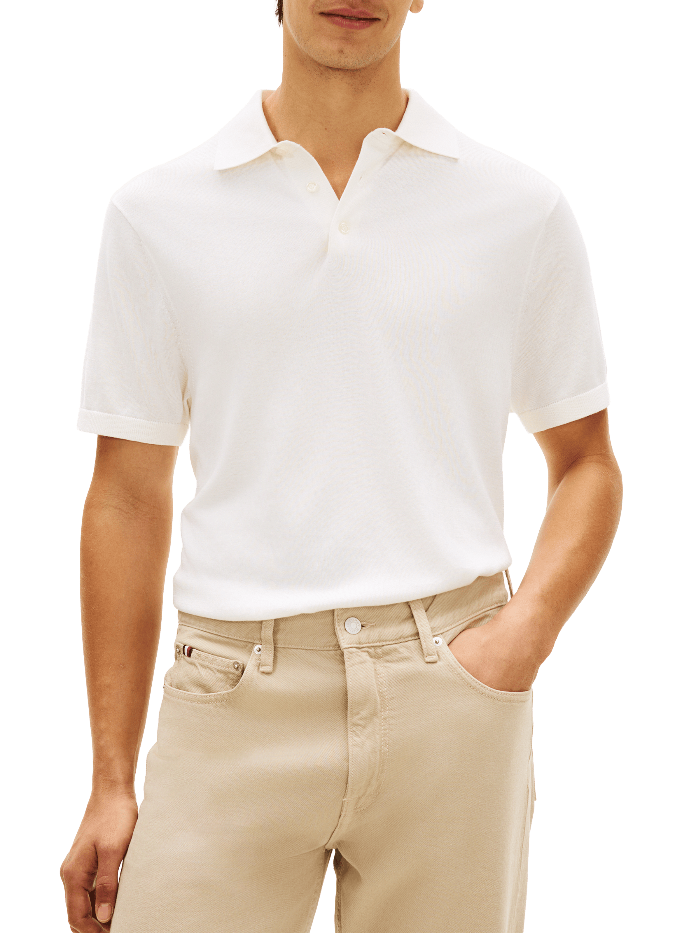 Solid color blended cotton polo TOMMY HILFIGER Beige