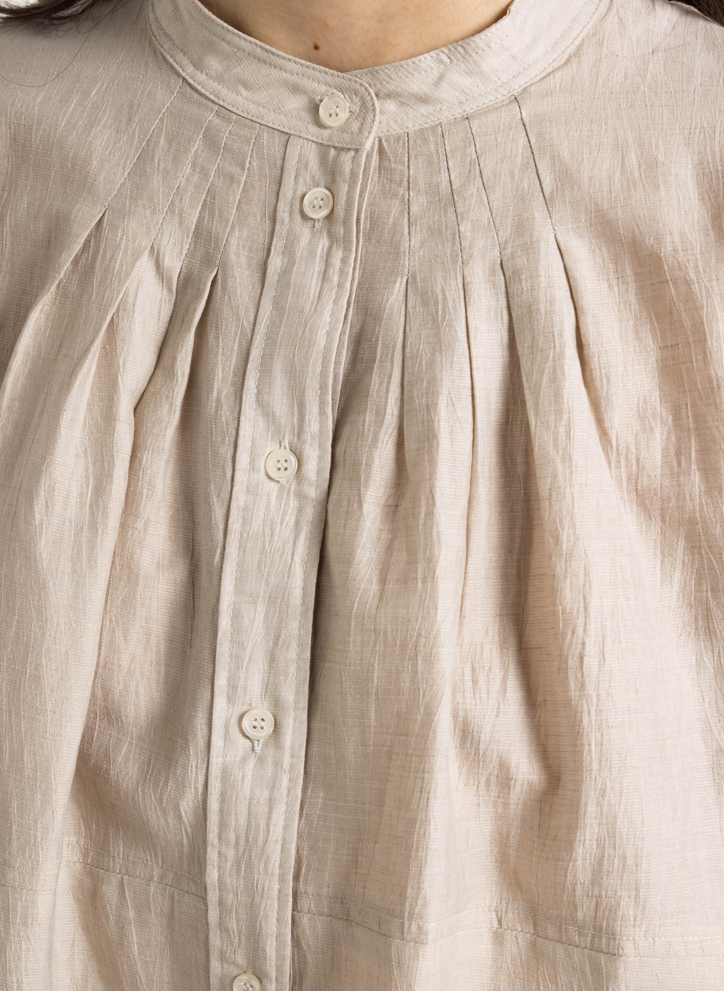 Blouse ample boutonnée en lin mélangé hennie SOEUR Beige