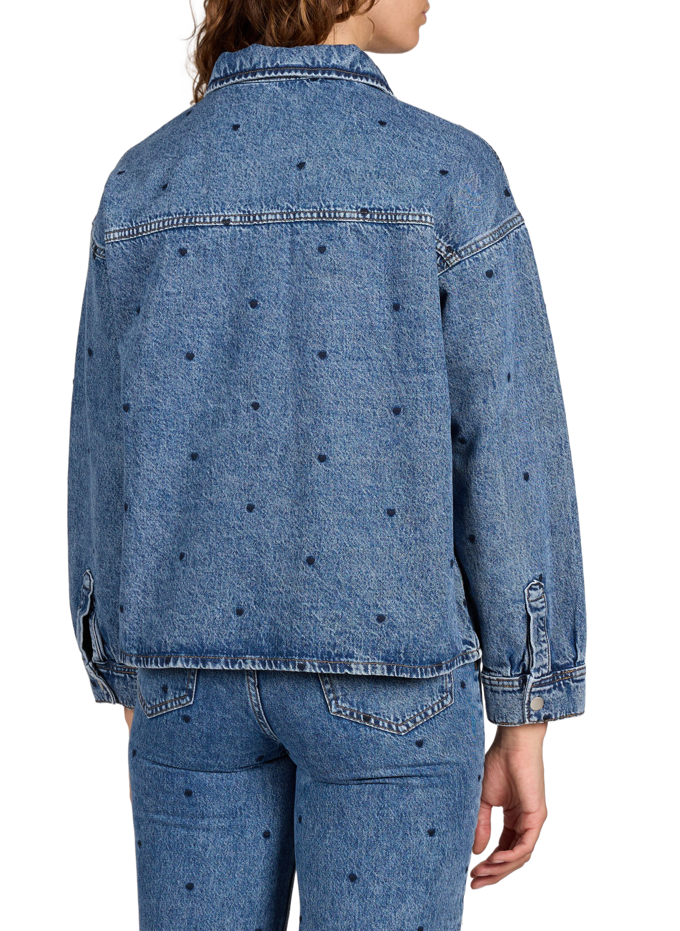 Denim jacket with heart embroidery in a cotton blend. VILA Blue