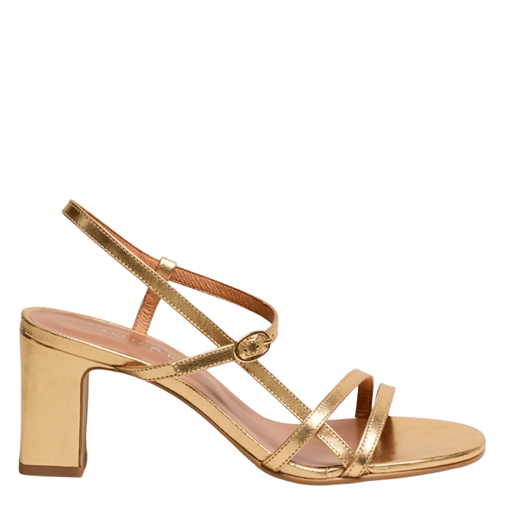 Sandales hautes à talons en cuir métallisé vicomte JONAK Doré