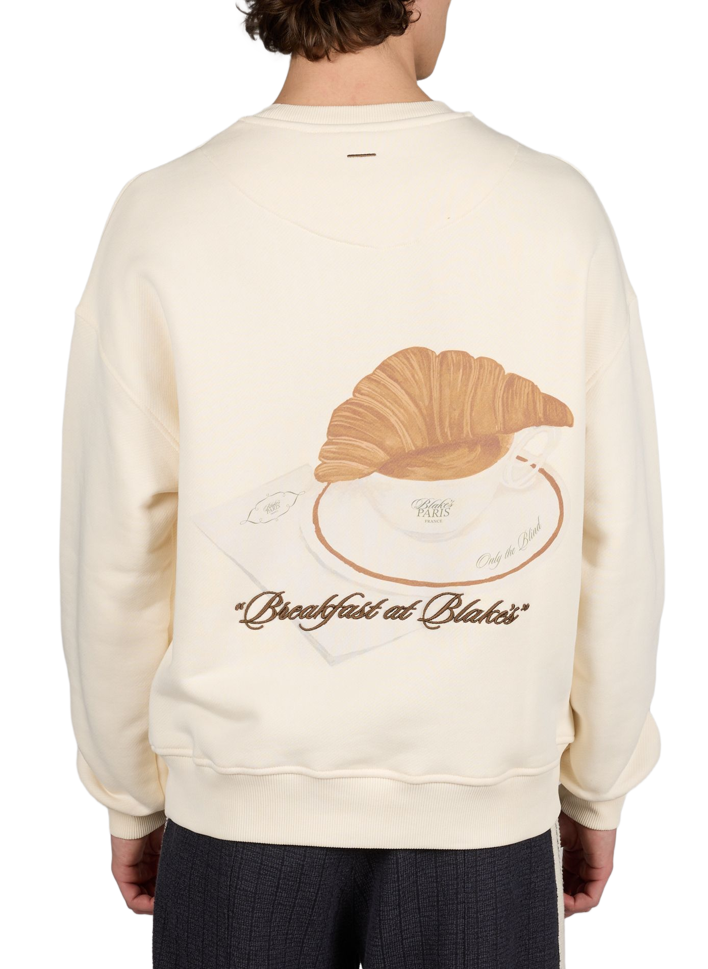 Felpa ricamata Breakfast at Blake in cotone ONLY THE BLIND Beige