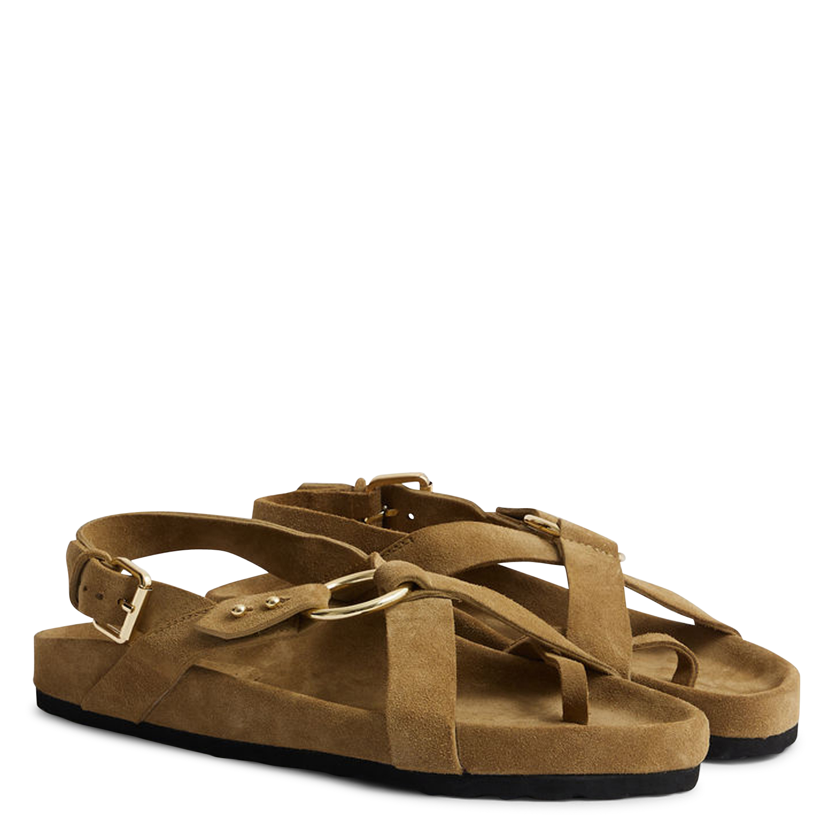 Sandales plates en cuir mexico SOEUR Marron