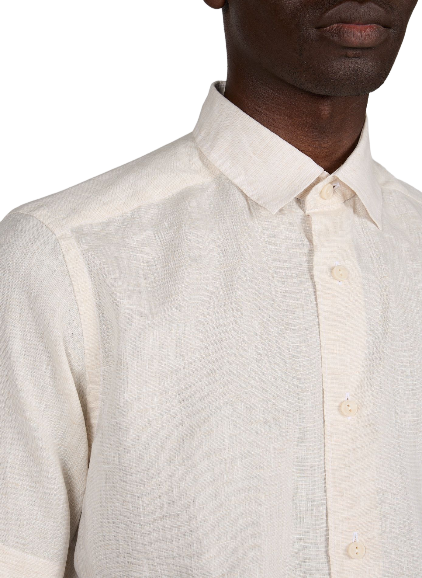 Chemise droite manches courtes en lin ETON Beige