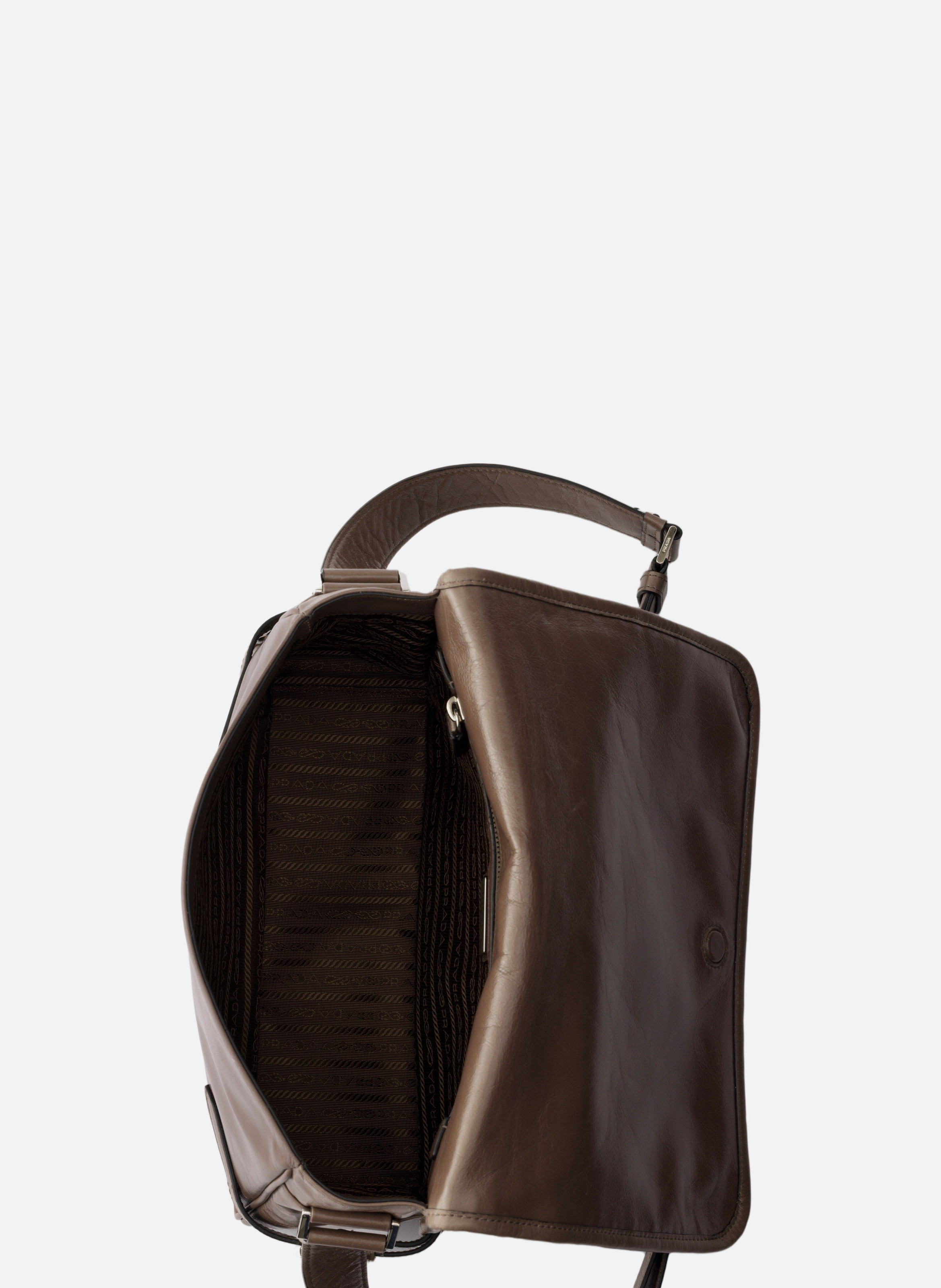 Sac à bandoulière en cuir PRADA Gris