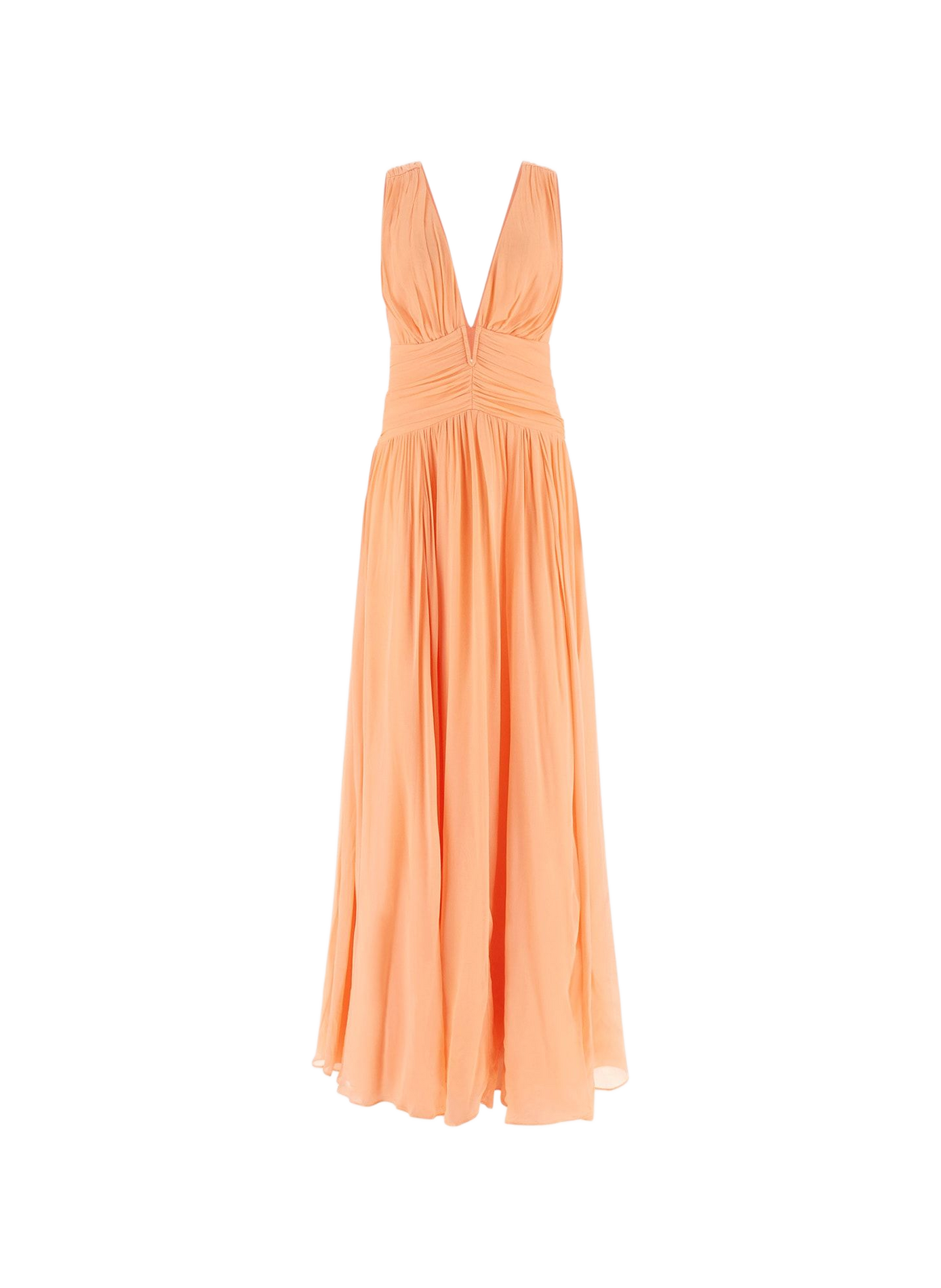 Long pleated V-neck maxi dress GUESS Pink
