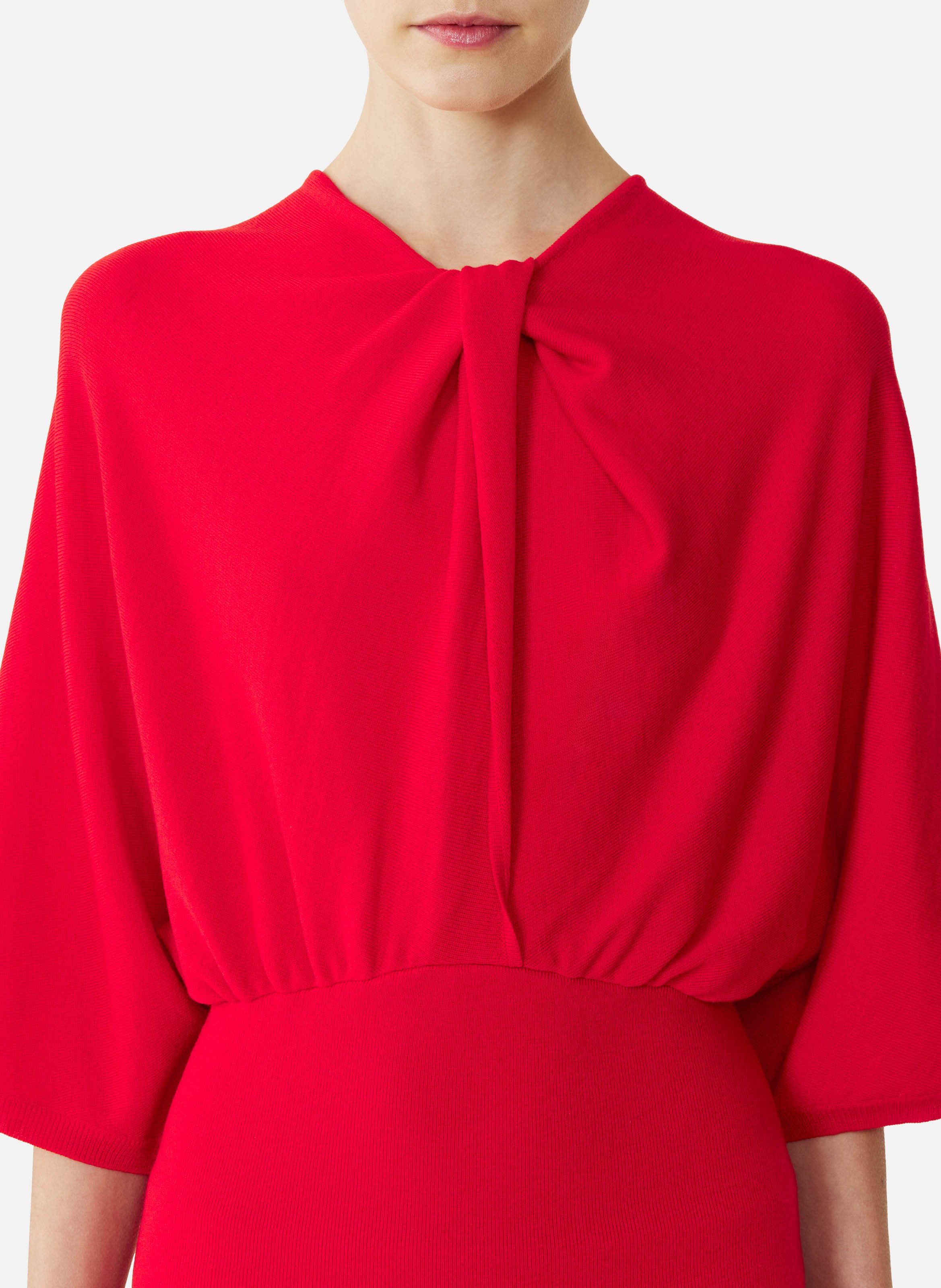 Pull détail noeud en laine mérinos LANVIN Rouge