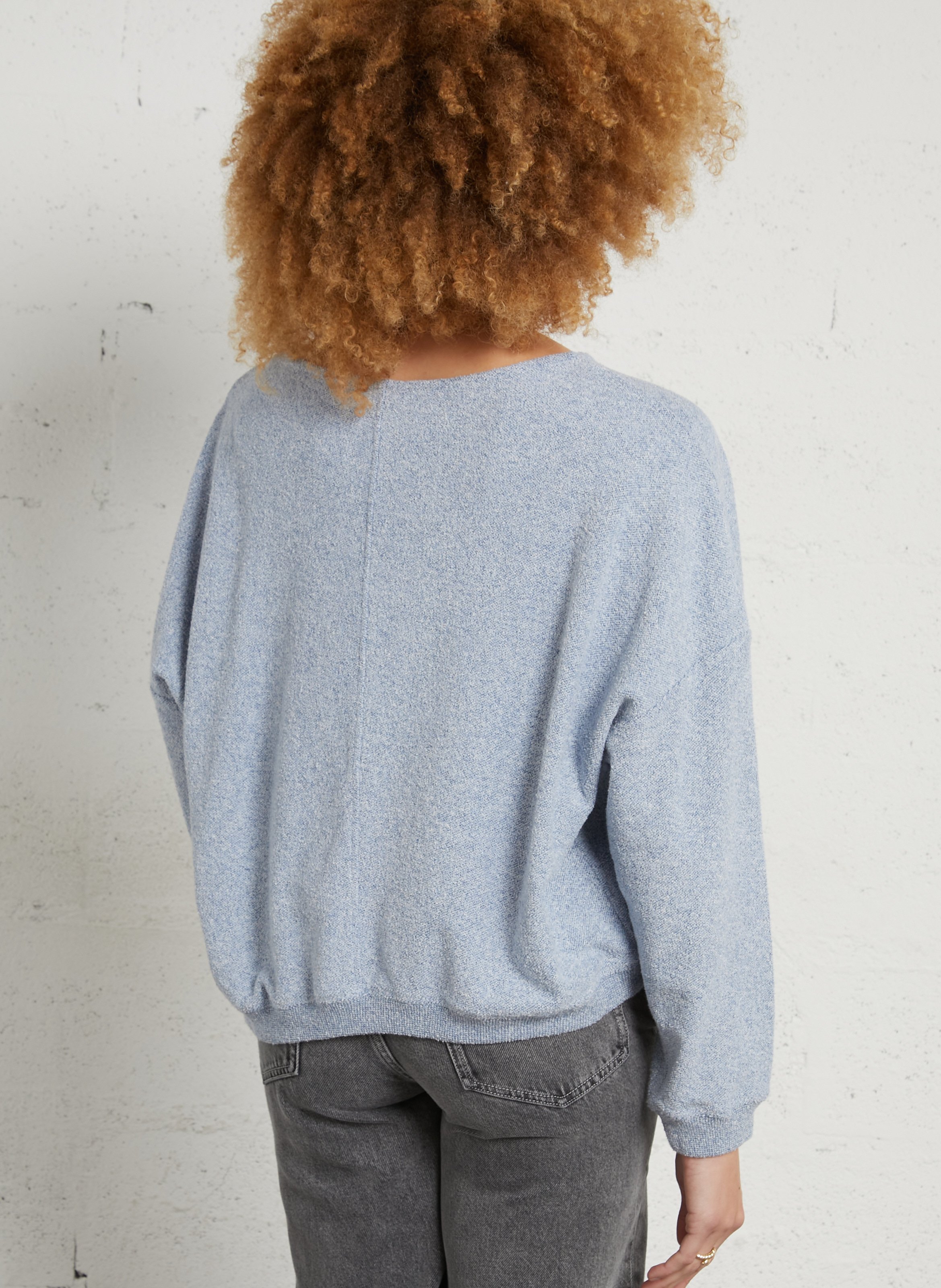 Sweat col bateau droit uni cluway AMERICAN VINTAGE Bleu