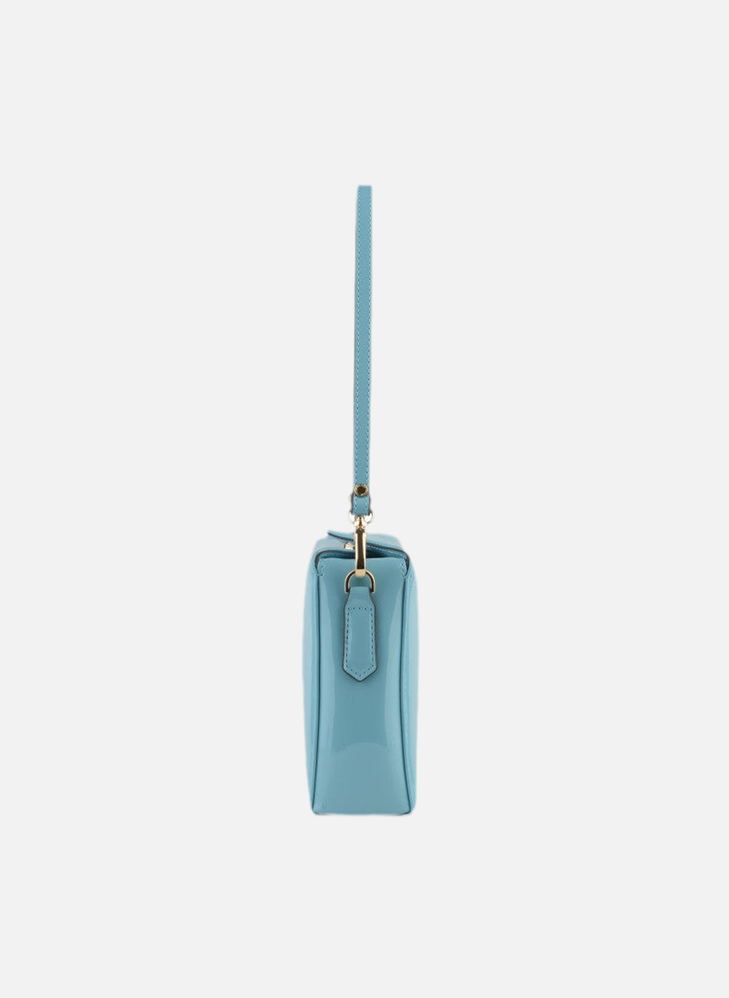 Cassetta vernis | sac porté épaule en cuir de vachette | Bleu POURCHET Femme