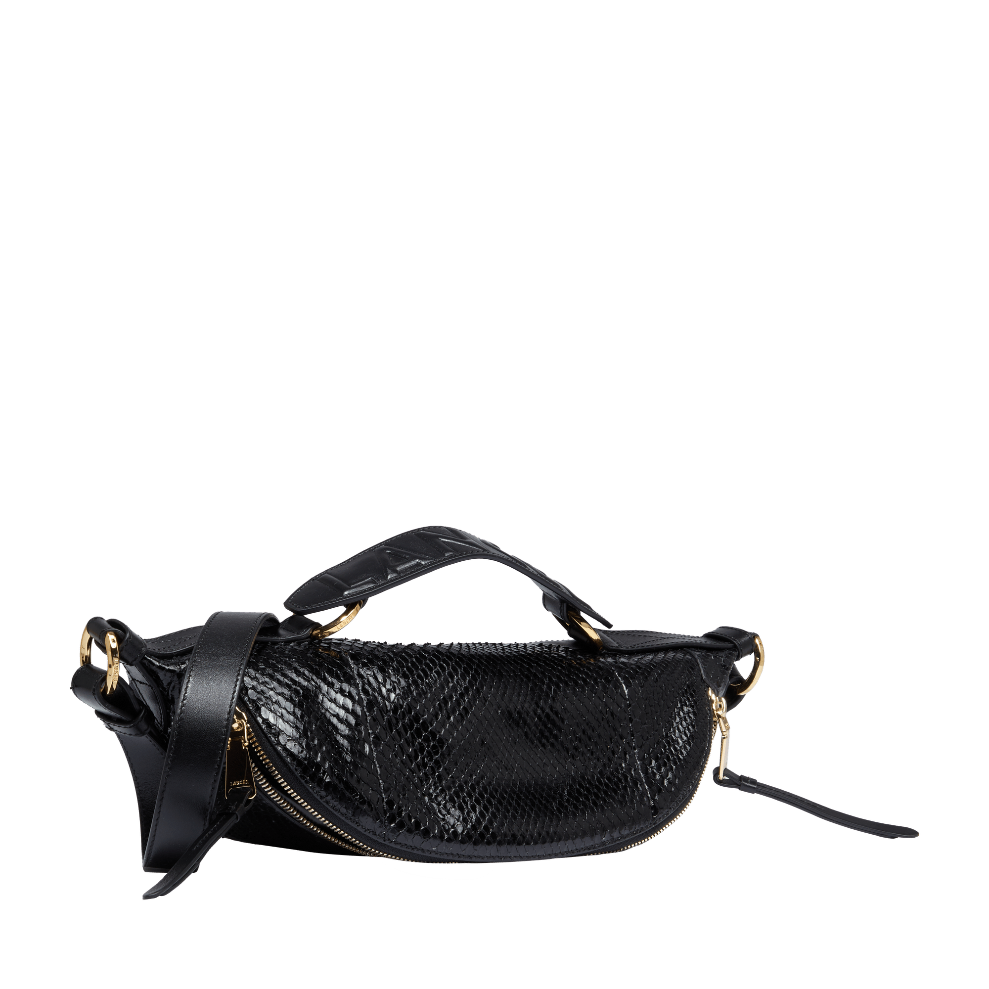 Sac origami porté croisé noir en python et cuir de vachette LANCEL Noir