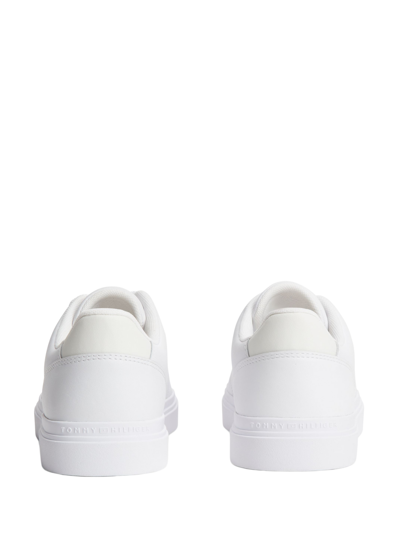 Baskets unies à logo brodé en cuir TOMMY HILFIGER Blanc