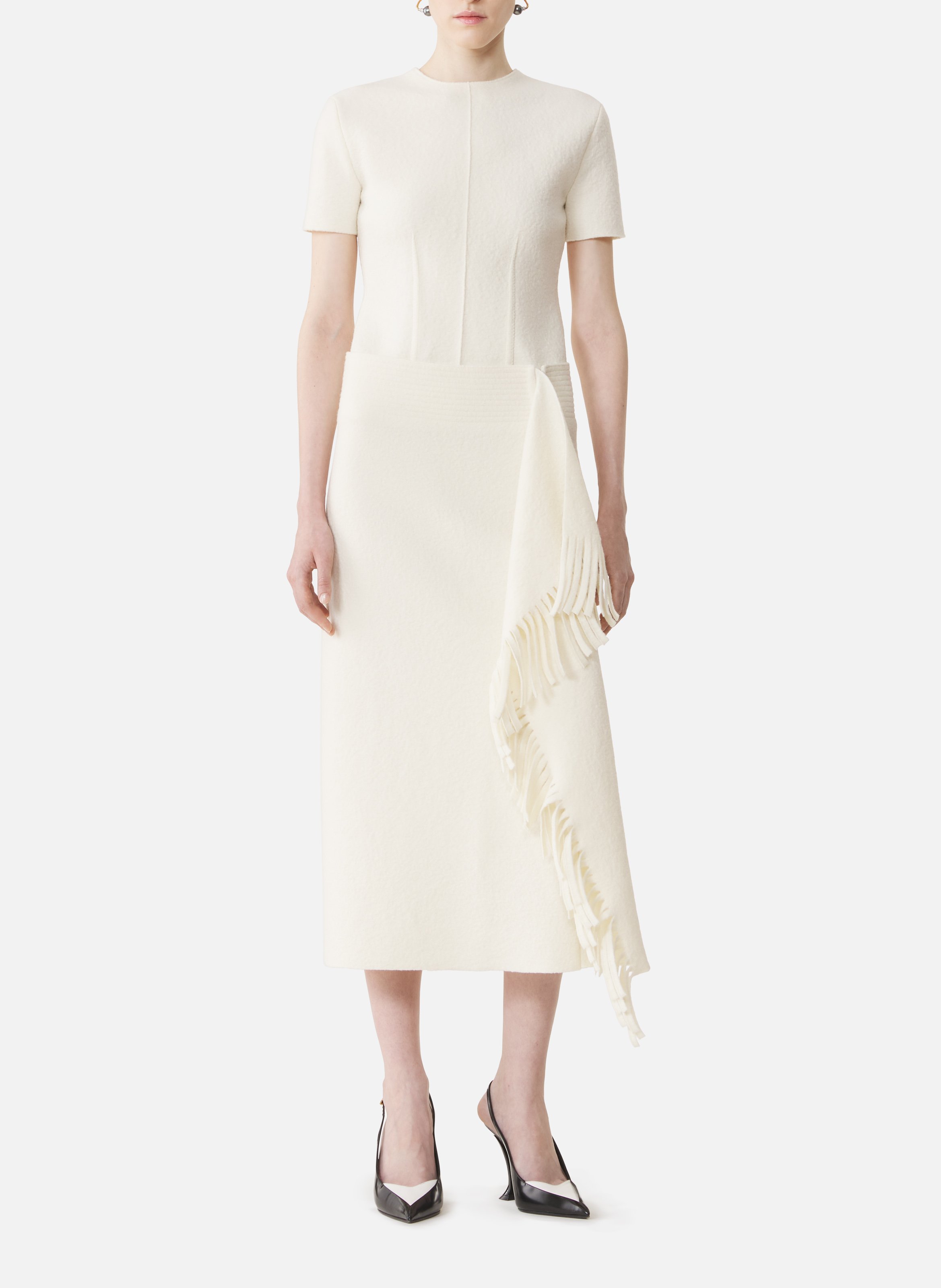 Jupe à franges en maille de coton LANVIN Blanc