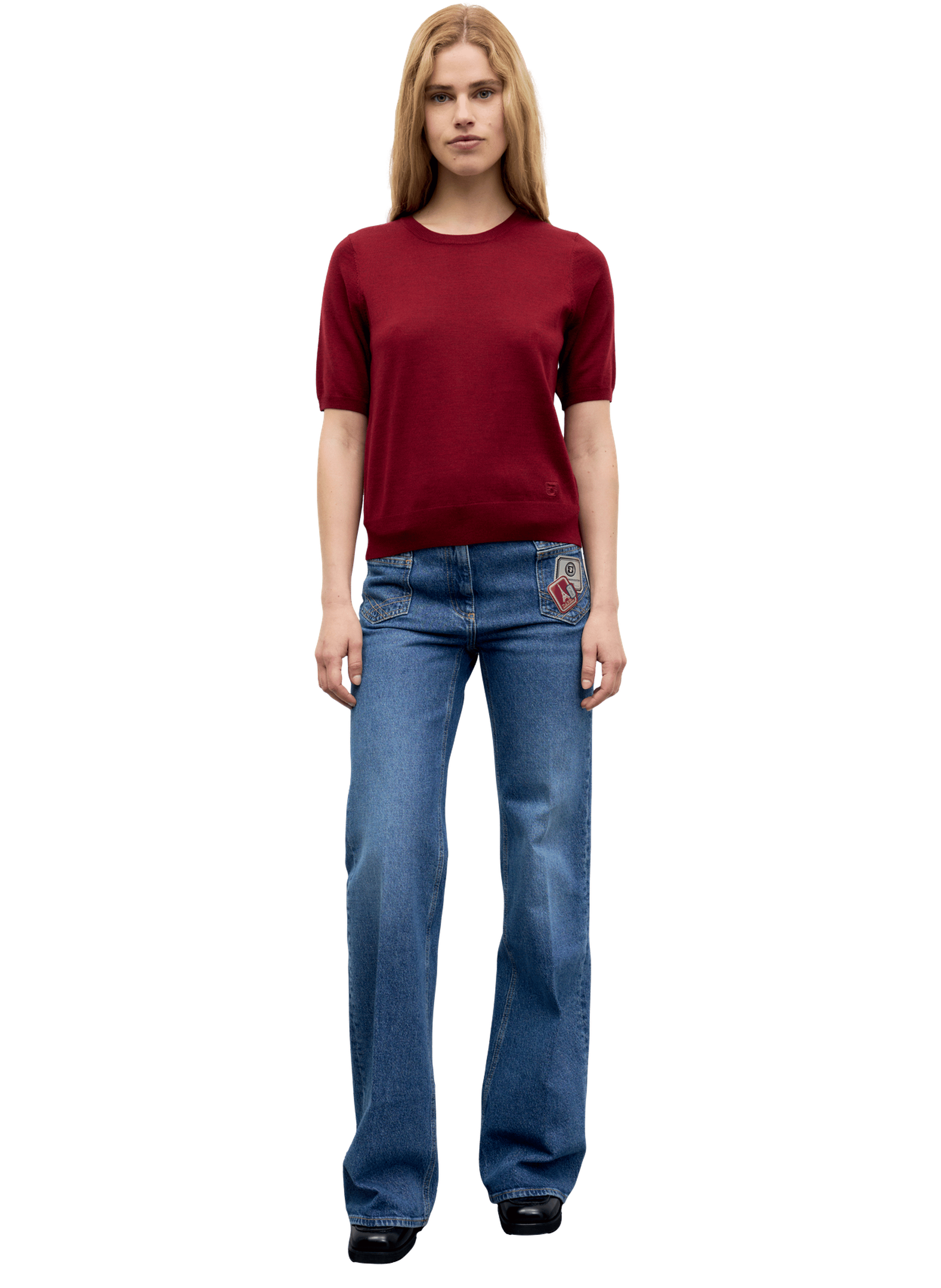 Pull manches courtes en laine fine - reine GERARD DAREL Rouge