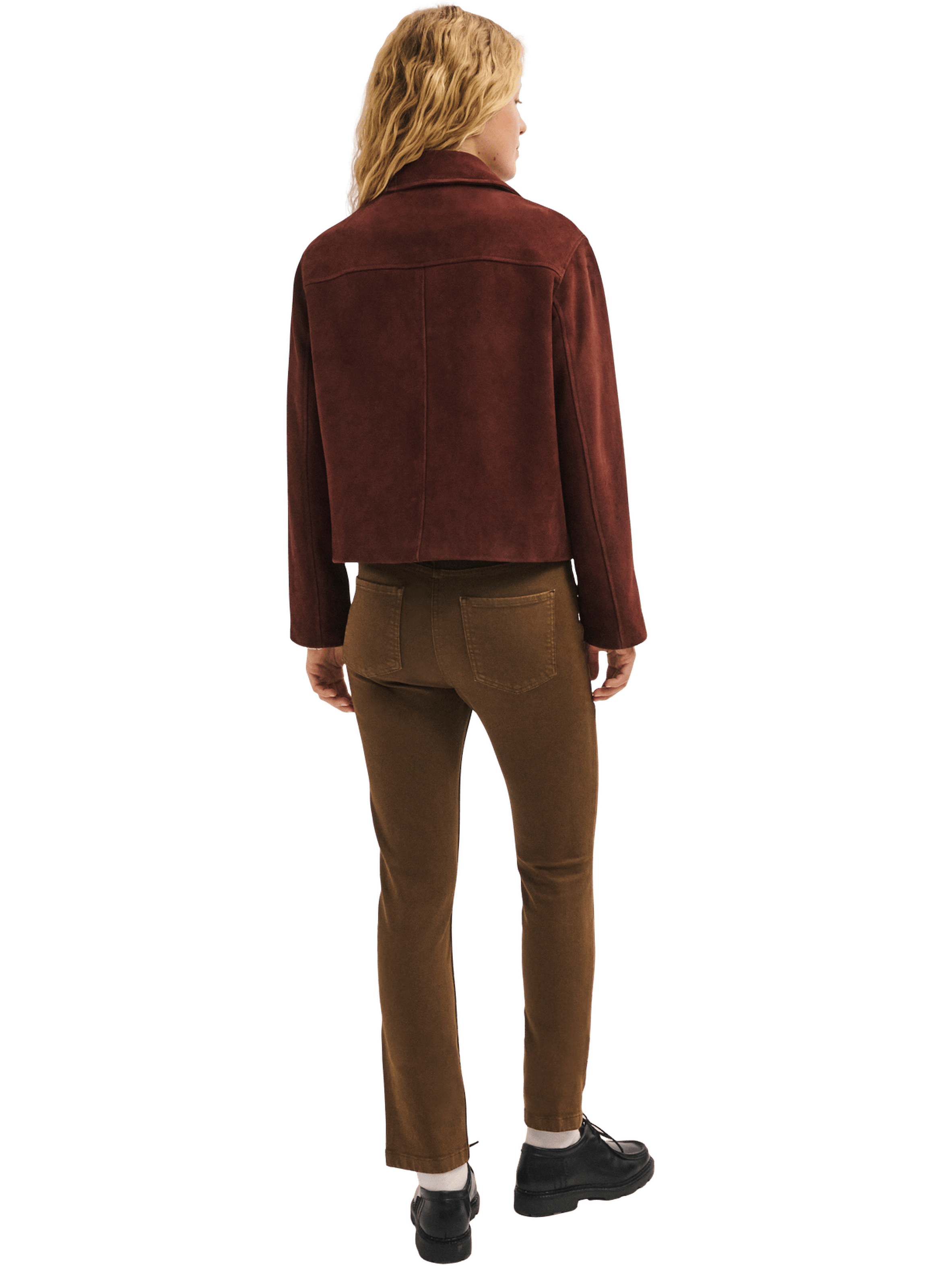Veste courte en cuir velours - pilar PABLO Rouge