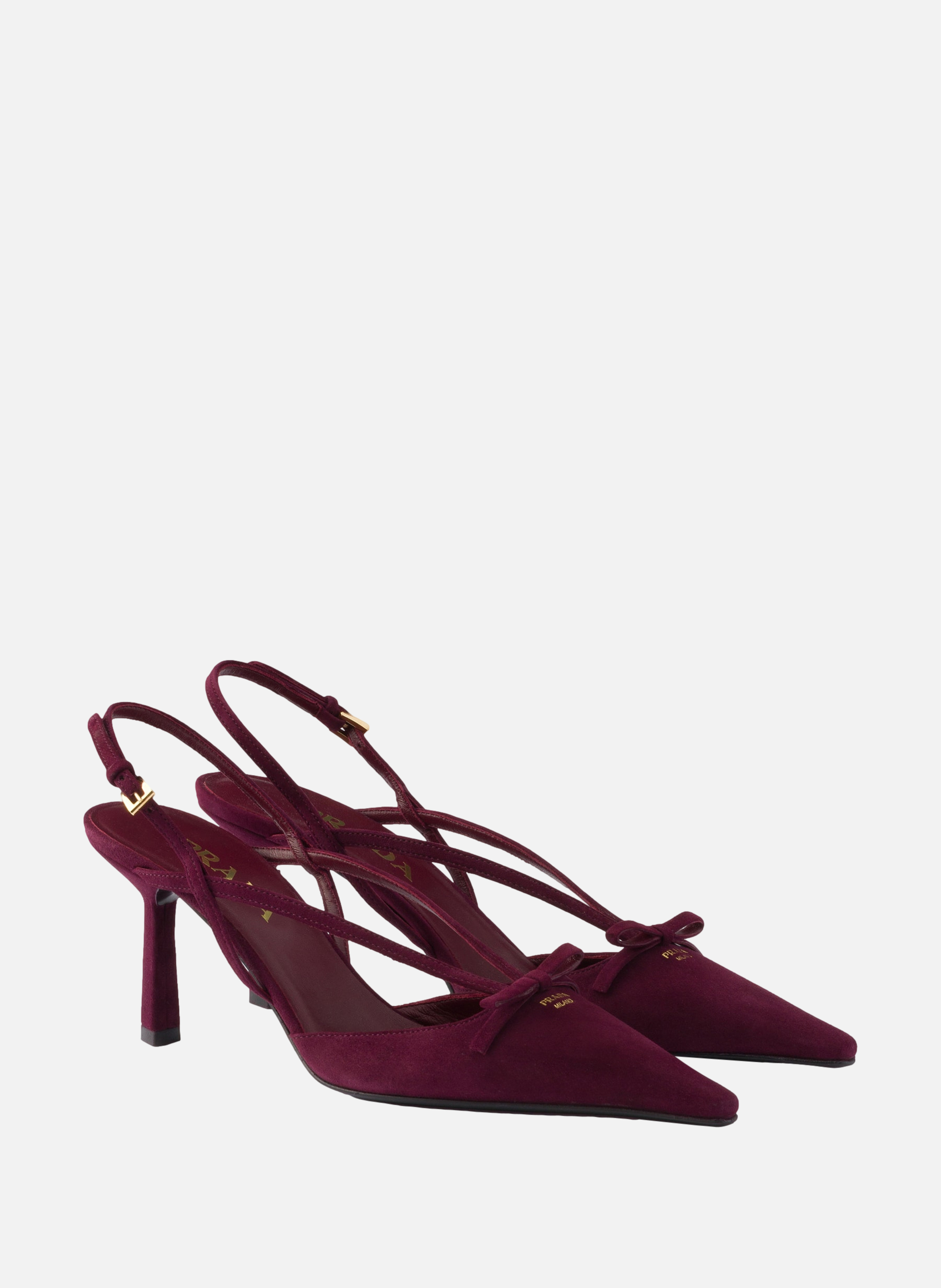 Escarpins à bride arrière en veau velours PRADA Rouge