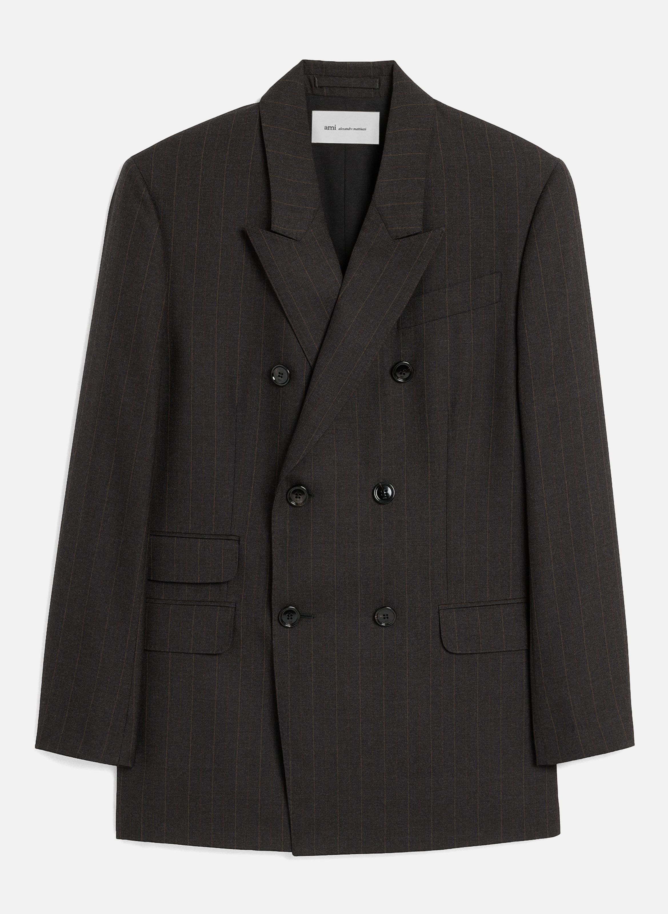 Veste rayée double boutonnage en laine AMI PARIS Gris