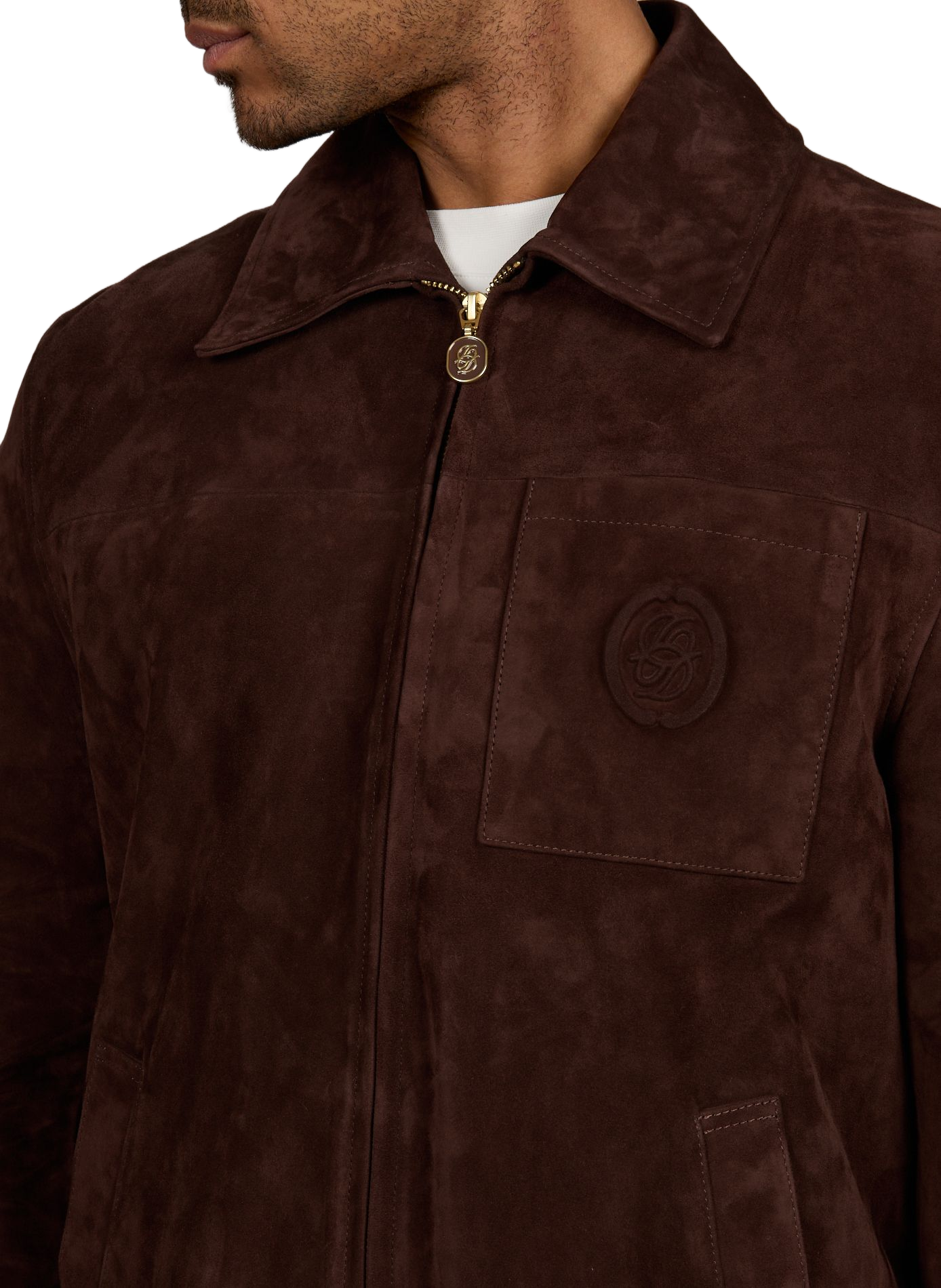 Veste logo en daim DROLE DE MONSIEUR Marron