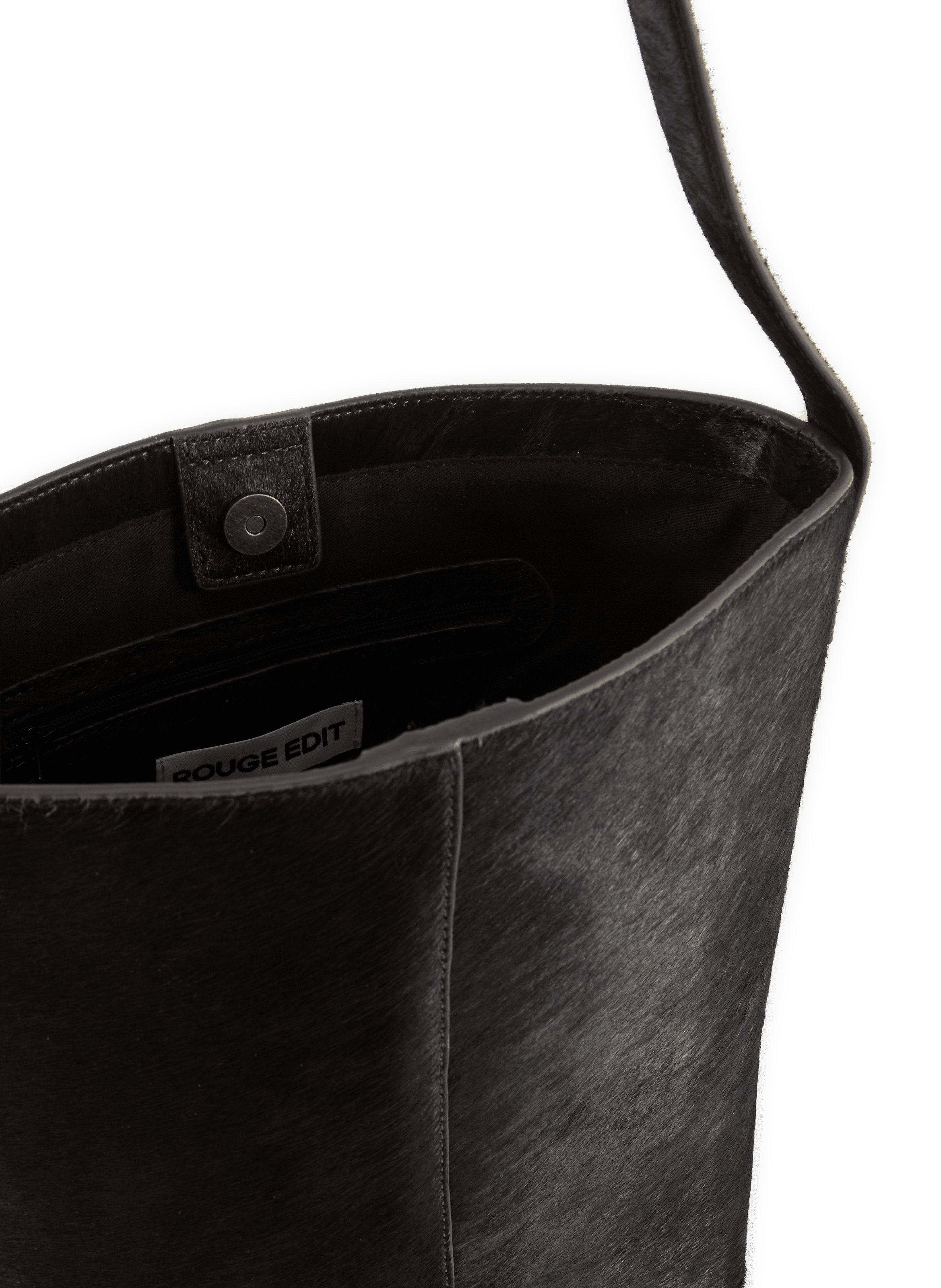 Adjustable leather bucket bag with shoulder strap ROUGE EDIT Brown