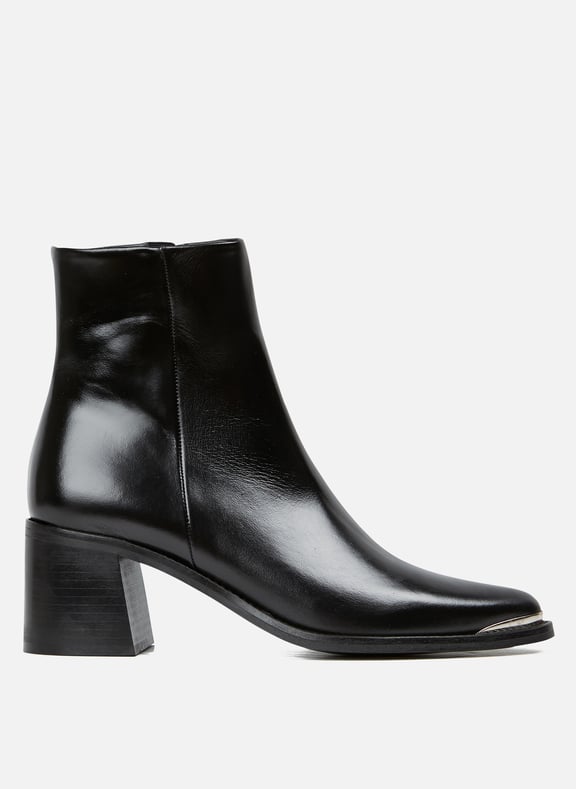 Bottines à bout pointu en cuir vieilli delo Noir by JONAK JONAK Bottines à bout pointu en cuir vieilli delo Noir