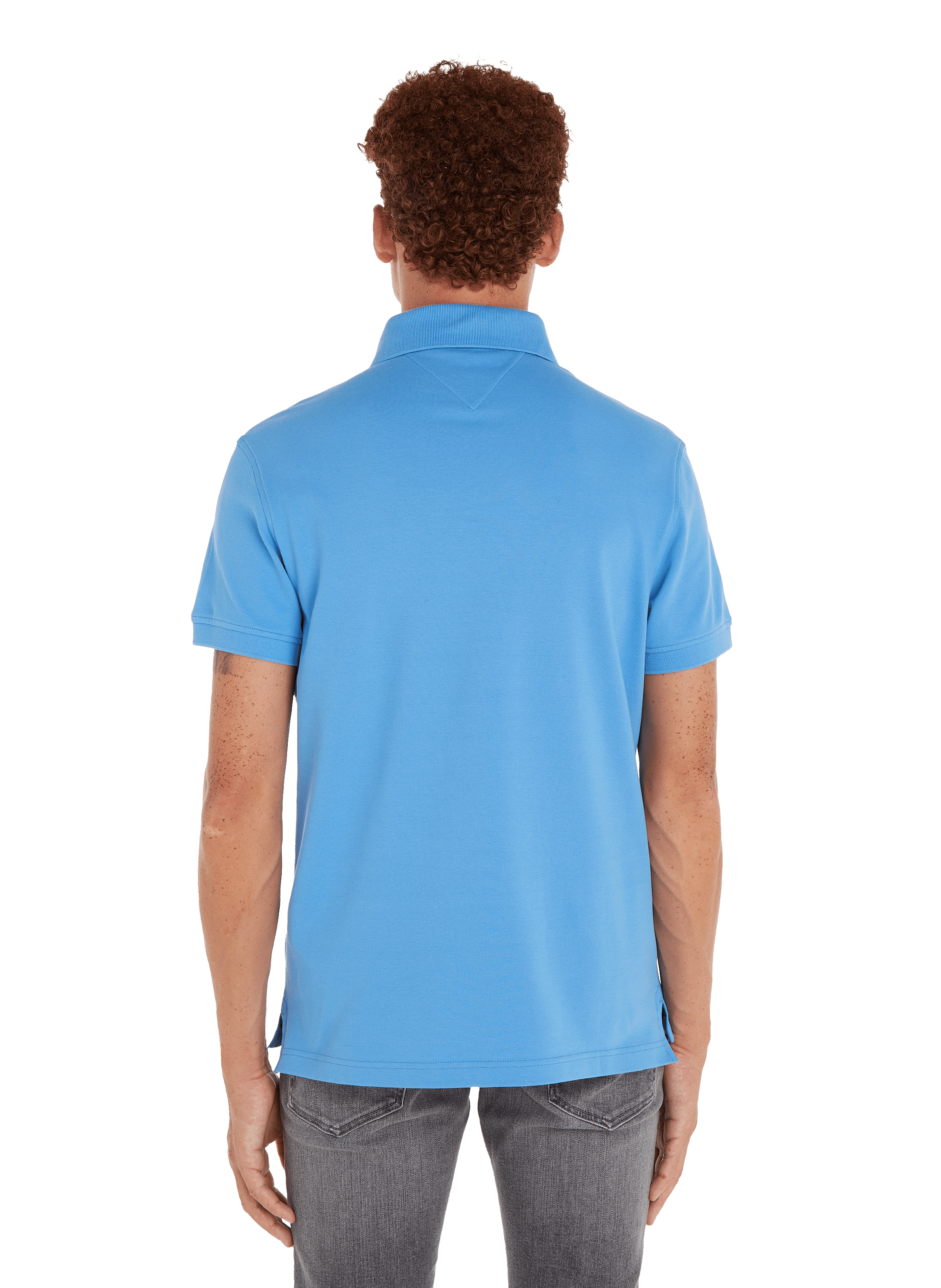 Straight-fit cotton piqué shirt TOMMY HILFIGER Blue