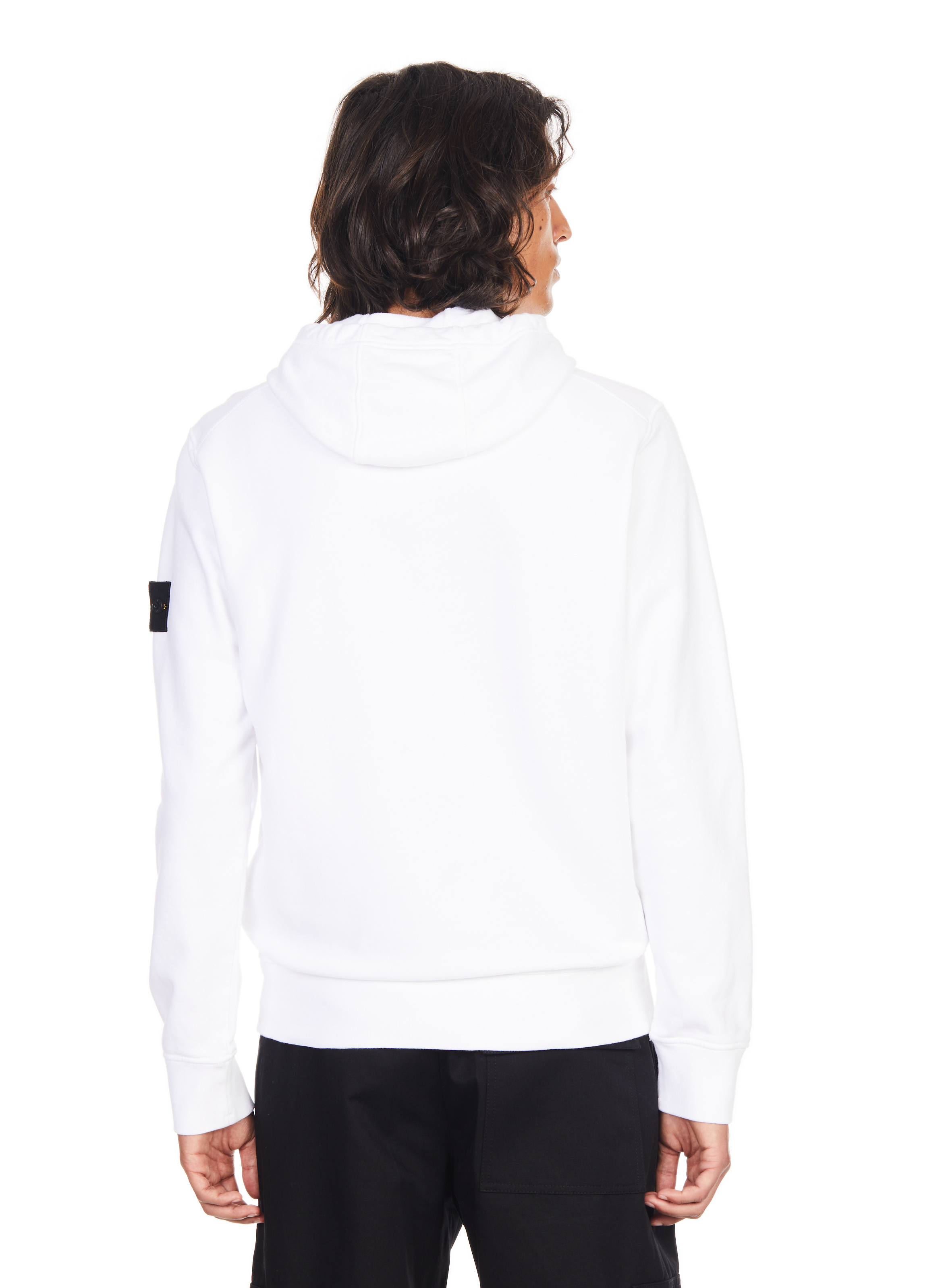 Hoodie uni en coton STONE ISLAND Blanc