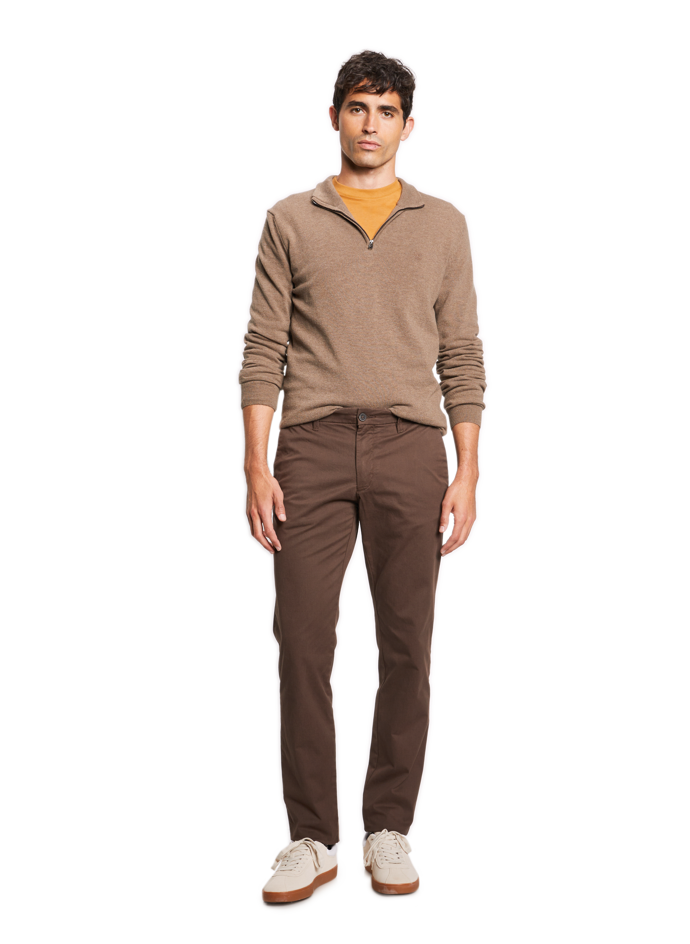 Funnel neck half-zip jumper TIMBERLAND Brown