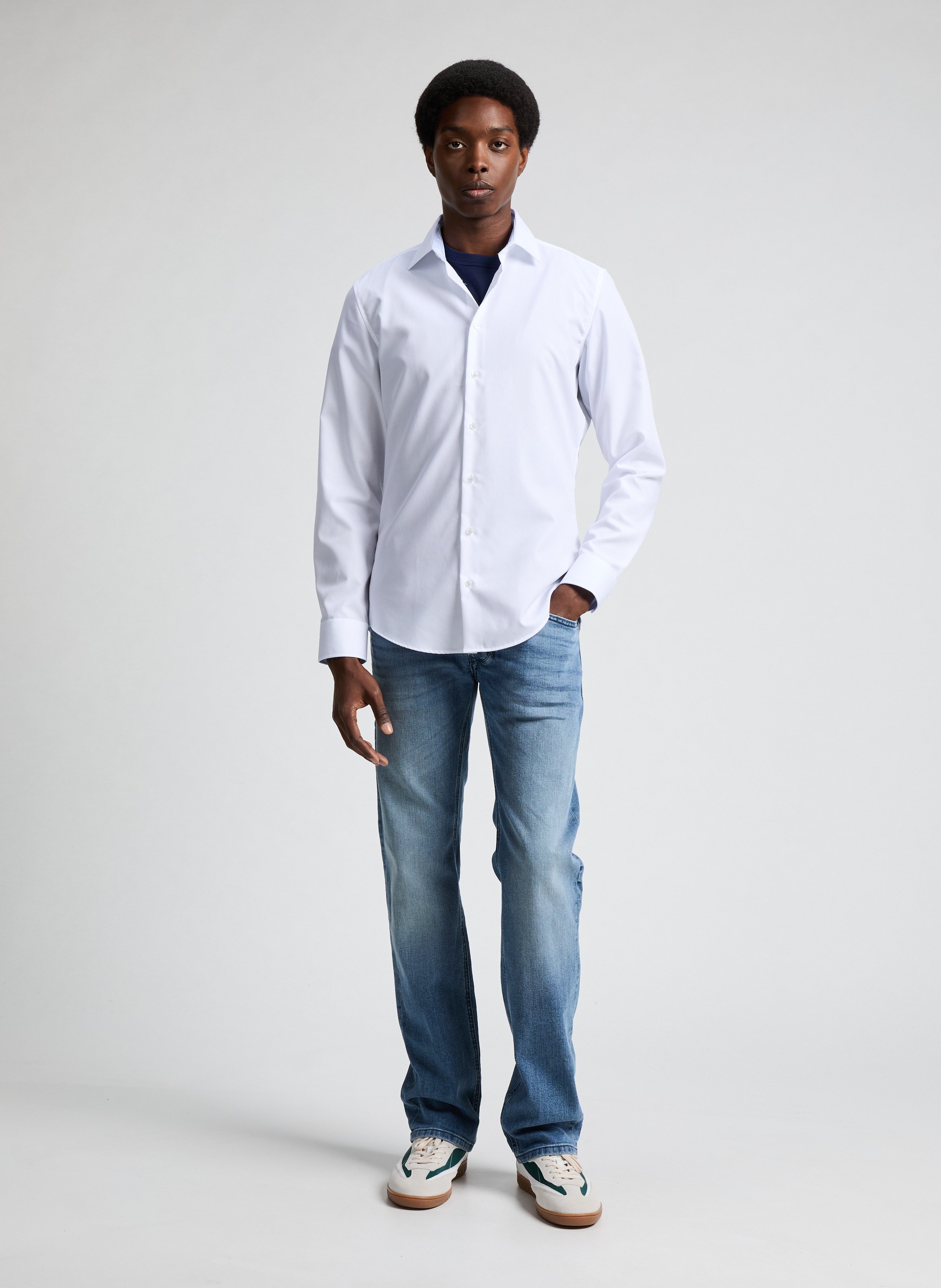 Chemise slim en coton SEIDENSTICKER Blanc