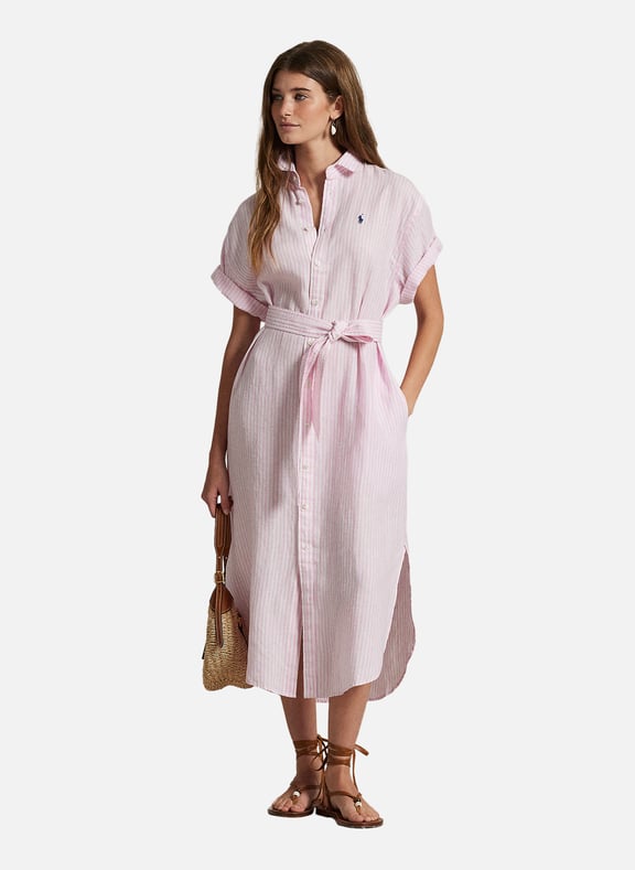 Midi linen shirt dress White by POLO RALPH LAUREN POLO RALPH LAUREN Midi linen shirt dress White