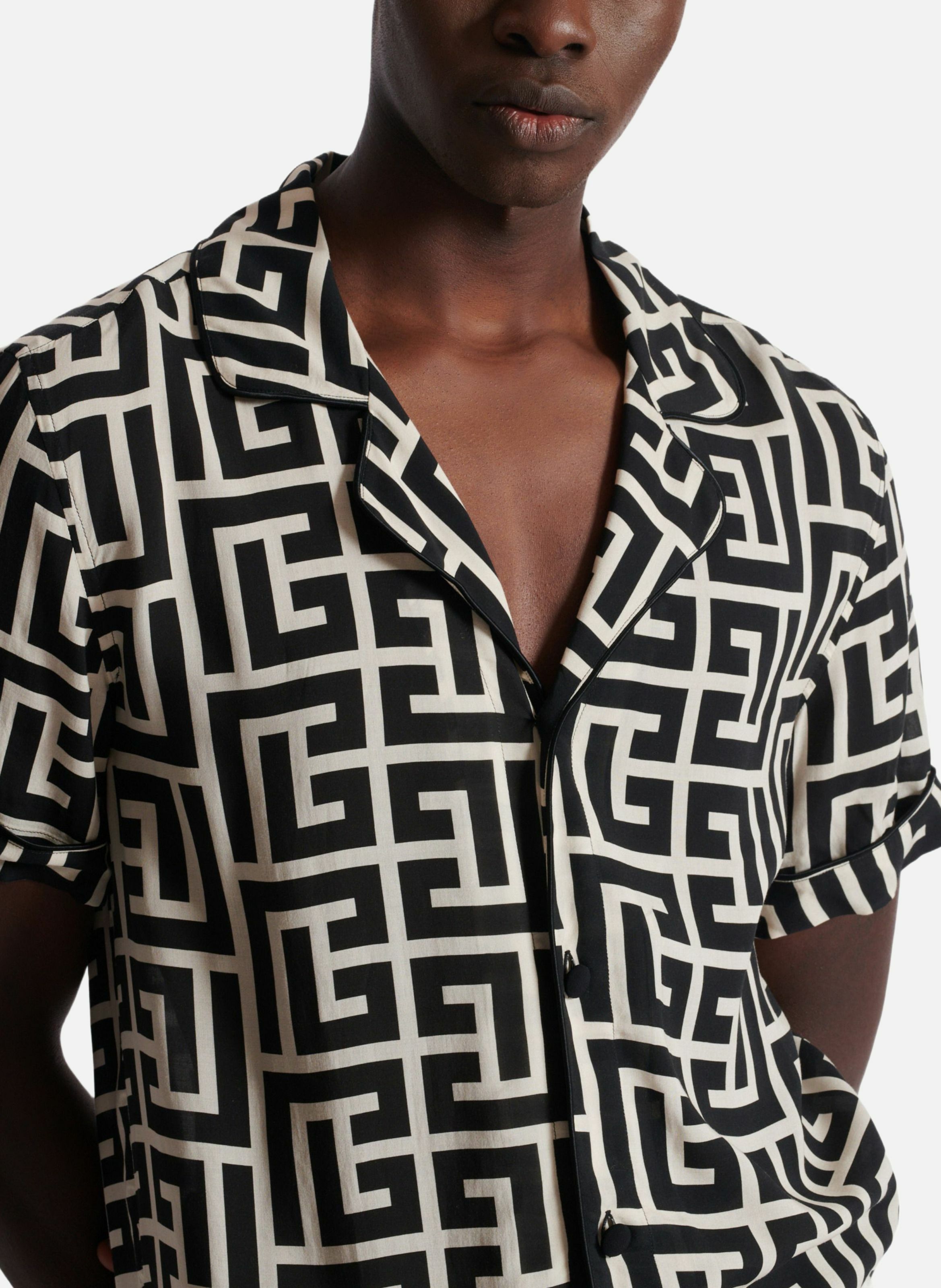Chemisette imprimé monogramme BALMAIN Noir