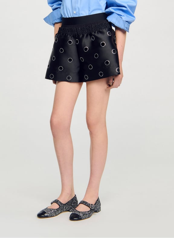 Short large aspect cuir Noir by SANDRO SANDRO Short large aspect cuir Noir