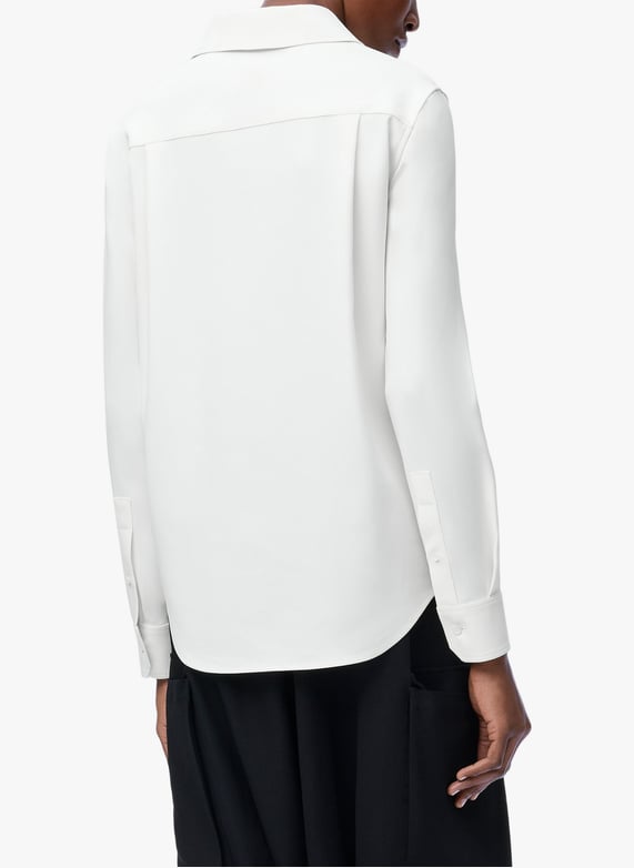 Straight-cut cotton shirt with classic collar | White by LOEWE Straight-cut cotton shirt with classic collar White