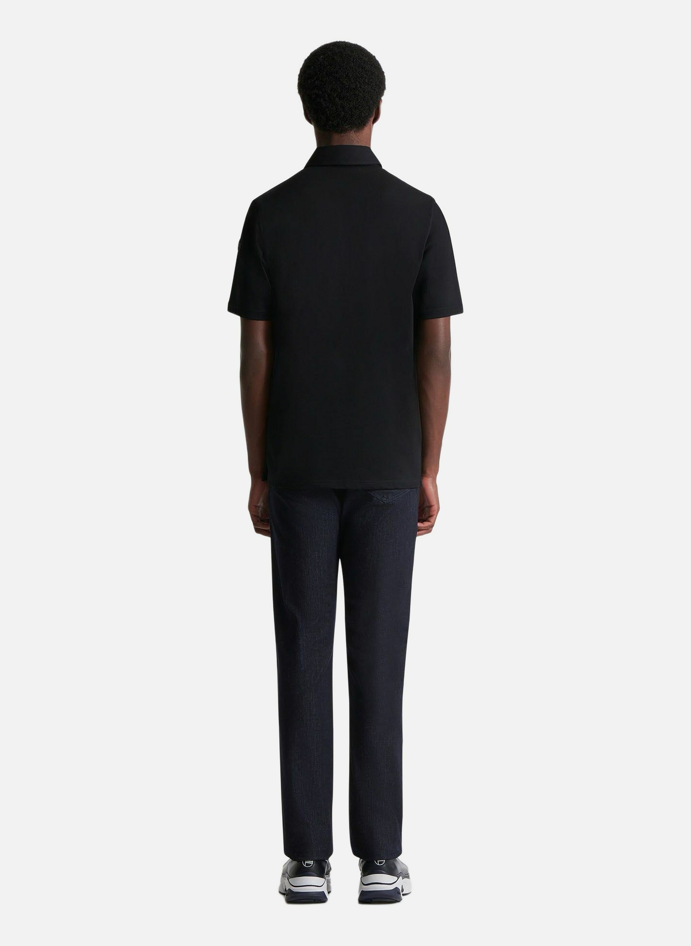 Polo manches courtes germain col chemise coupe regular Noir