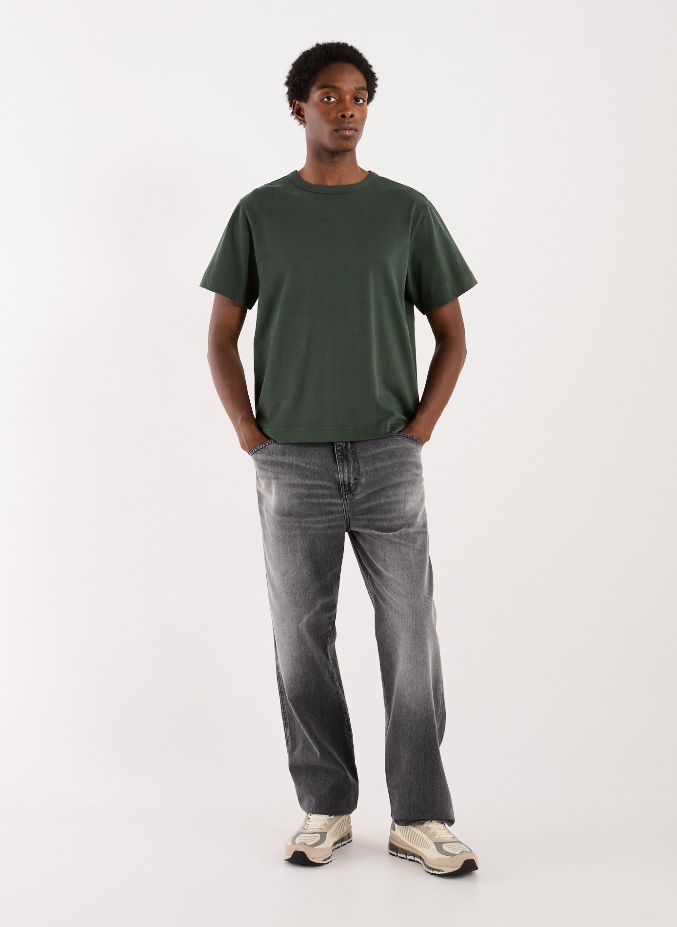 T-shirt col rond en coton organique SELECTED Vert