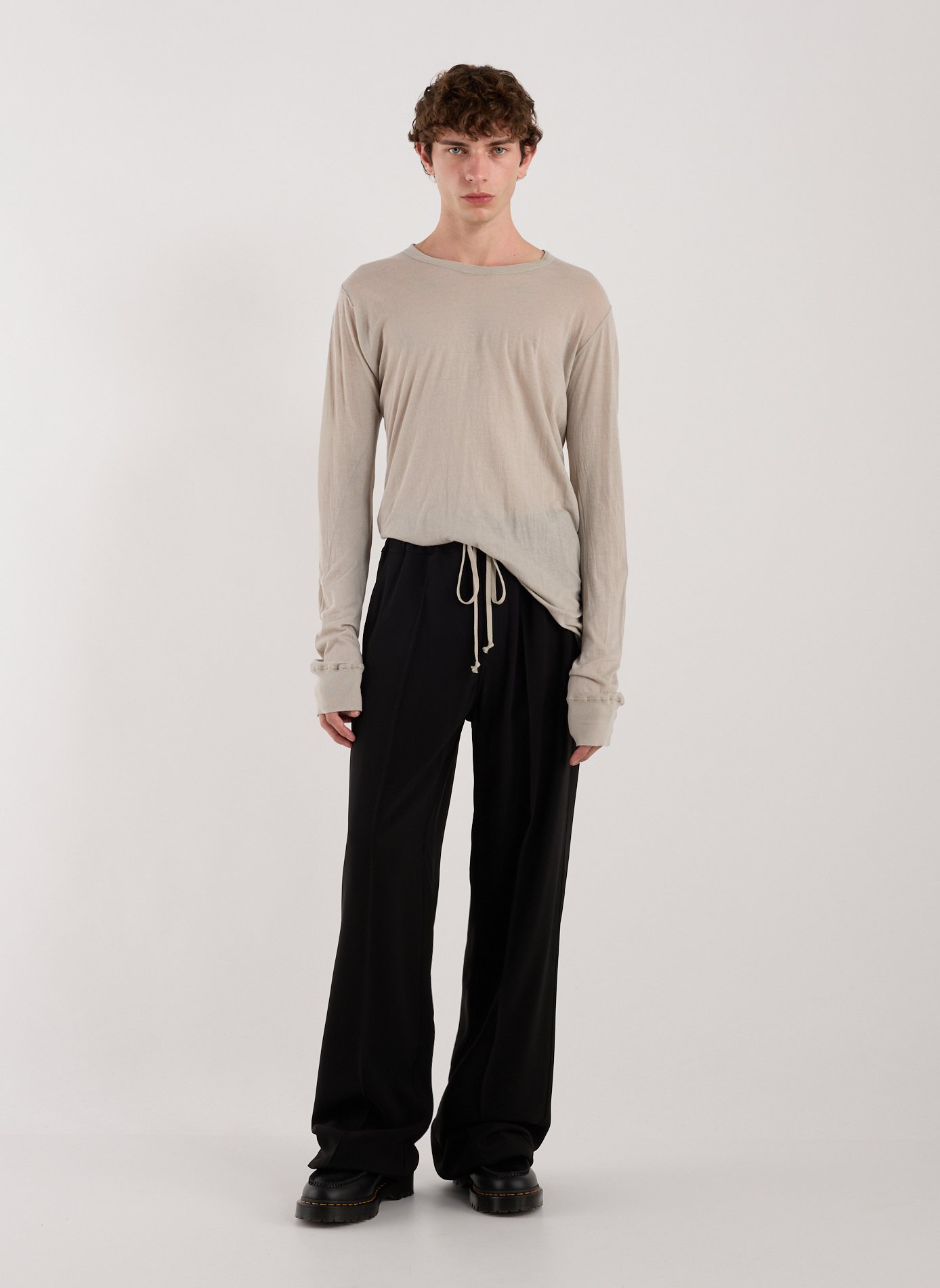 Long-sleeve cotton T-shirt RICK OWENS Beige