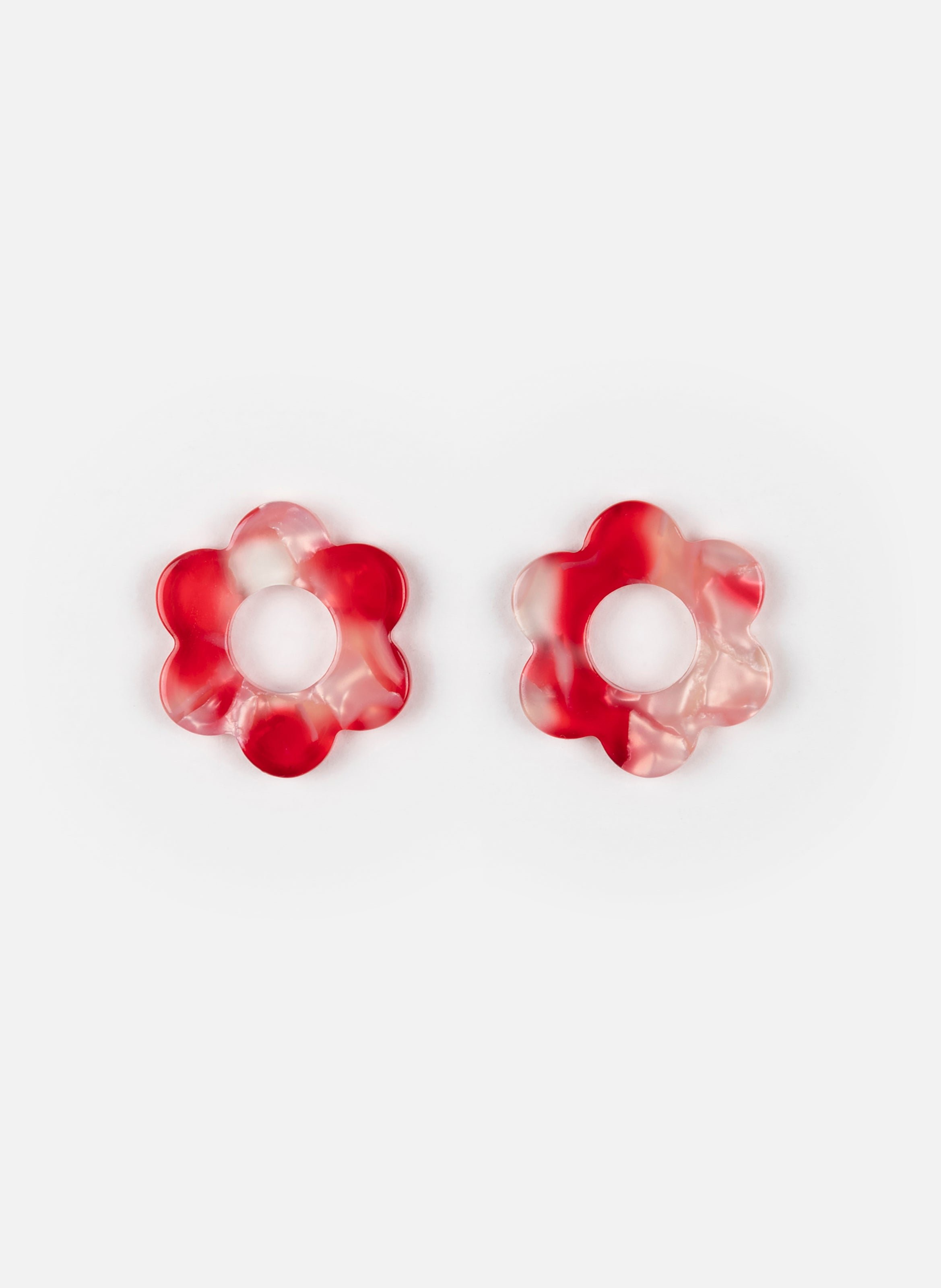 Boucles d'oreilles baby fleurette avec anneaux en acier inoxydable doré KURAGE GINZA Rouge