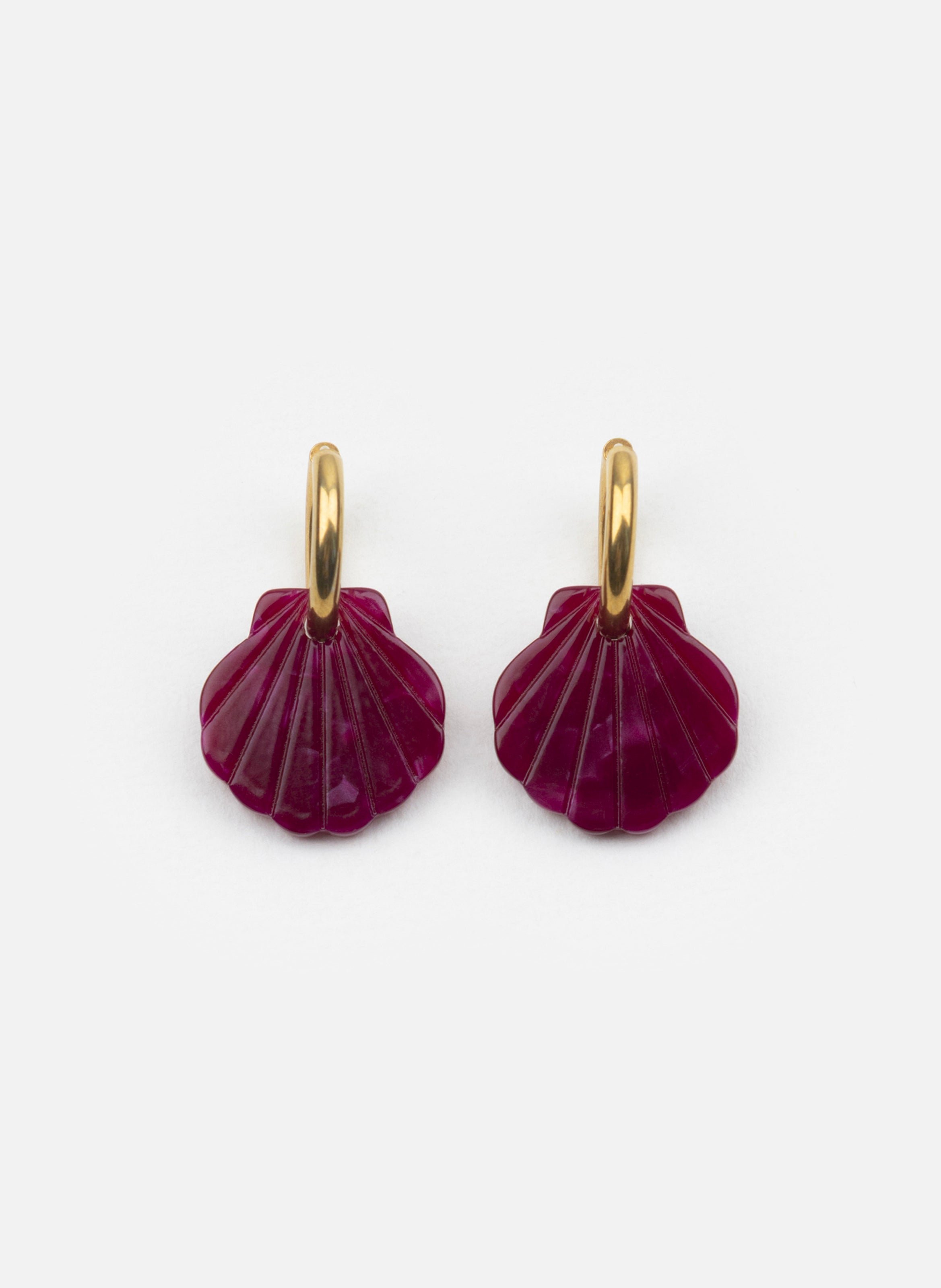 KURAGE GINZA Boucles d'oreilles baby mermaid avec anneaux en acier inoxydable doré Rouge