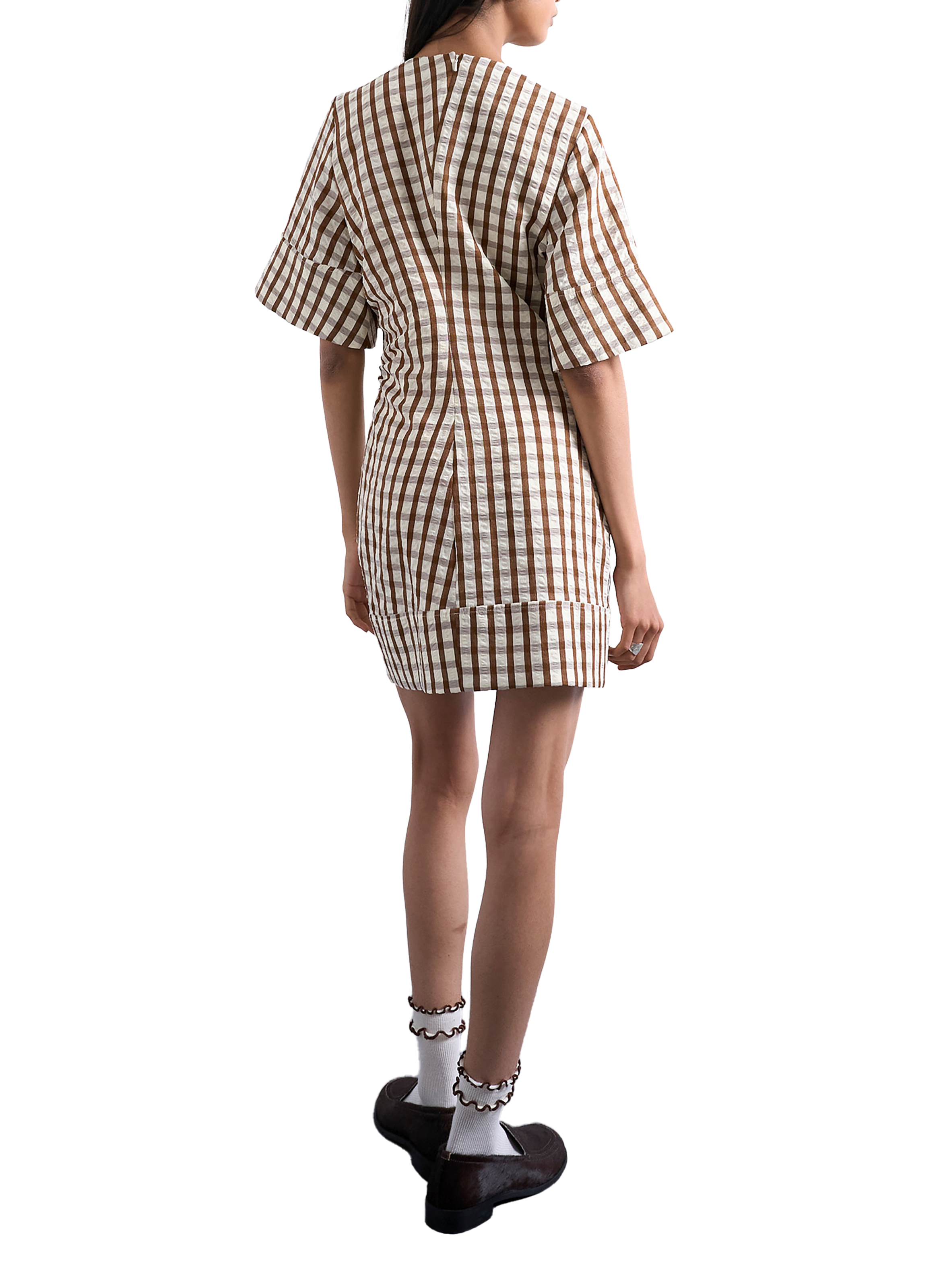 TOPSHOP Robe courte à carreaux  Marron