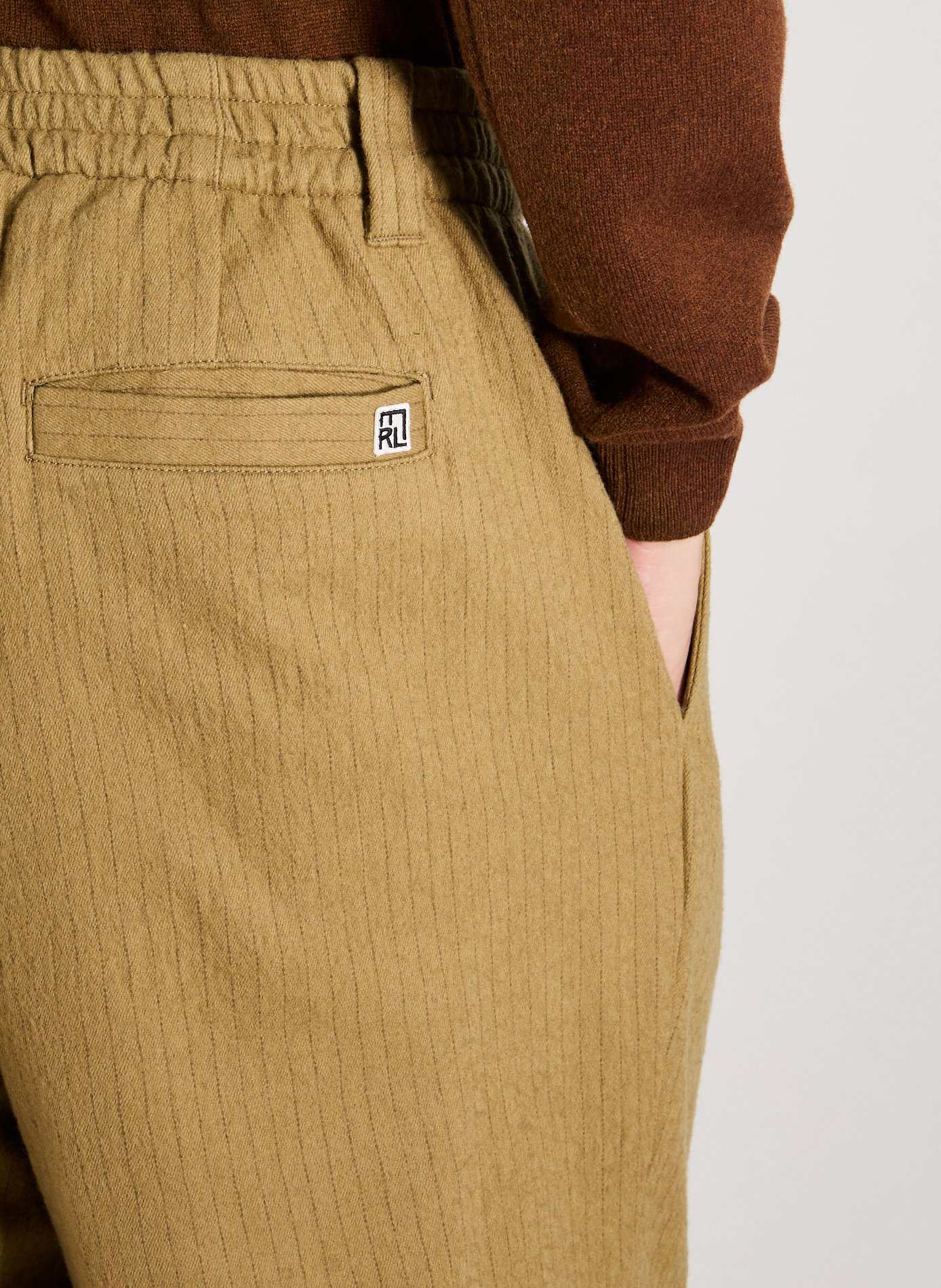 Wide-leg striped cotton and wool trousers MERELY MADE Brown