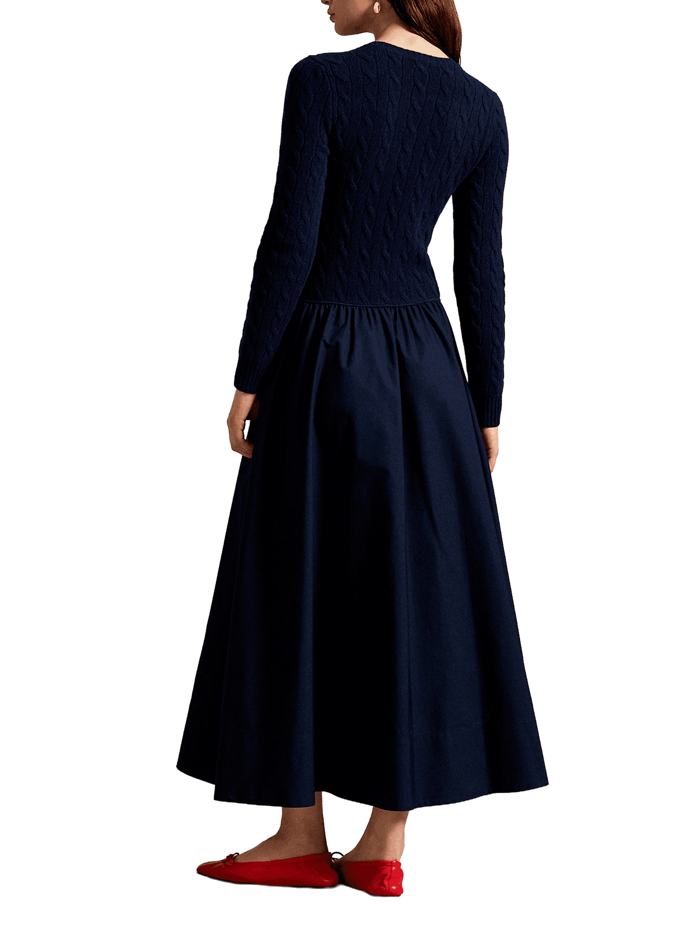Midi wool and cashmere bi-material dress POLO RALPH LAUREN Blue