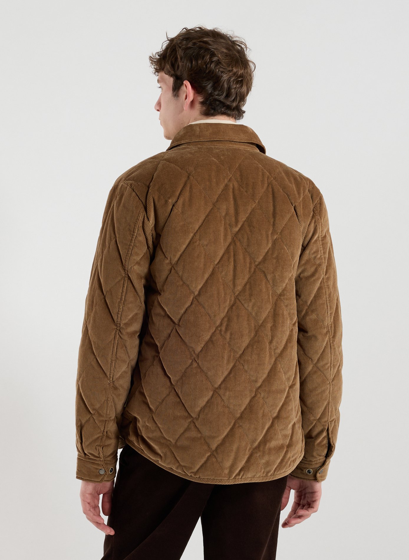 Classic collar cotton overshirt WOOLRICH Brown