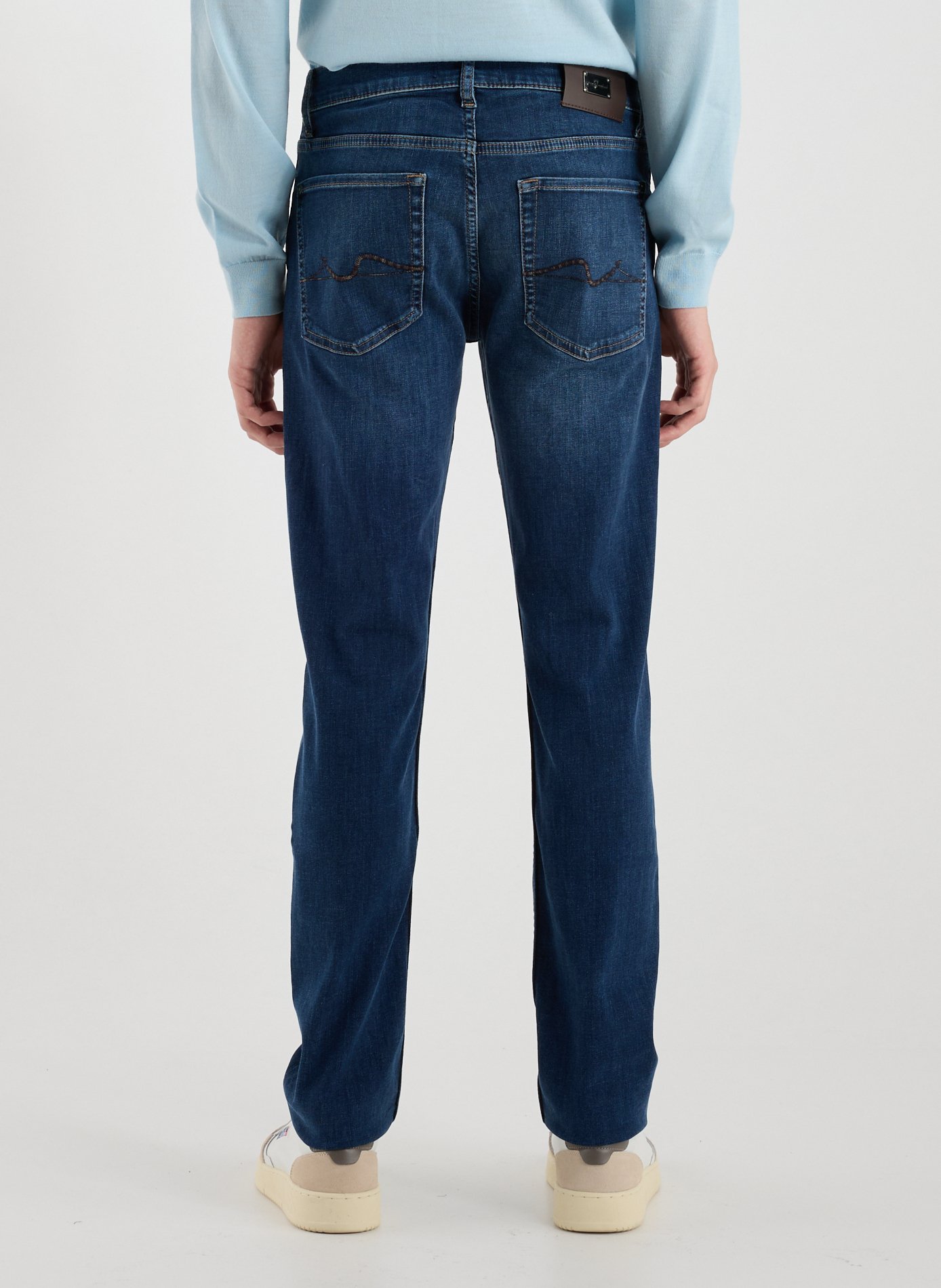 Cotton-blend slim-fit jeans 7 FOR ALL MANKIND Blue