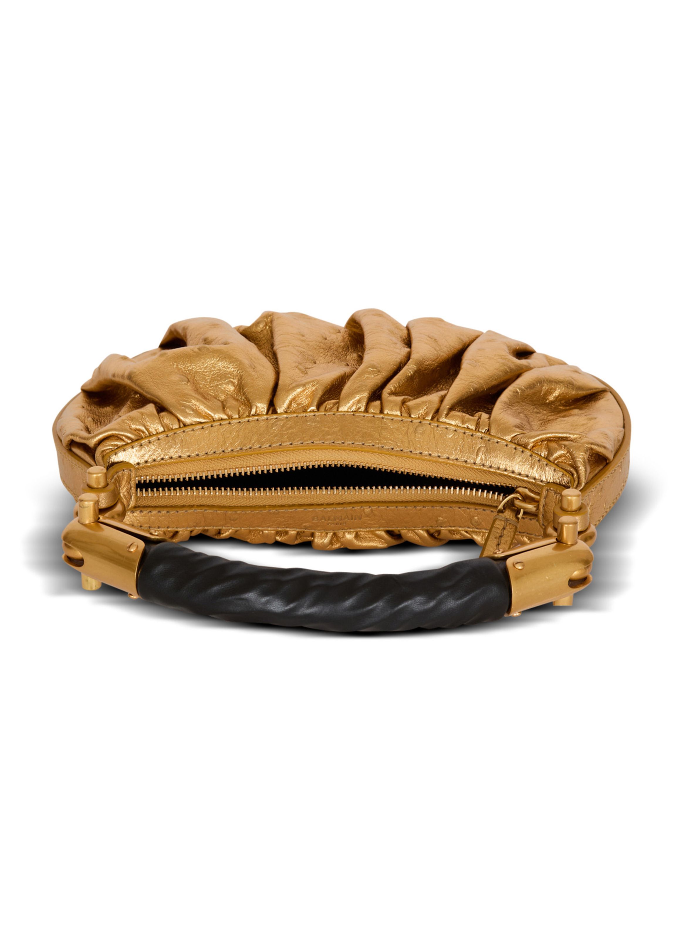 Sac ebene mini en cuir lamé BALMAIN Doré