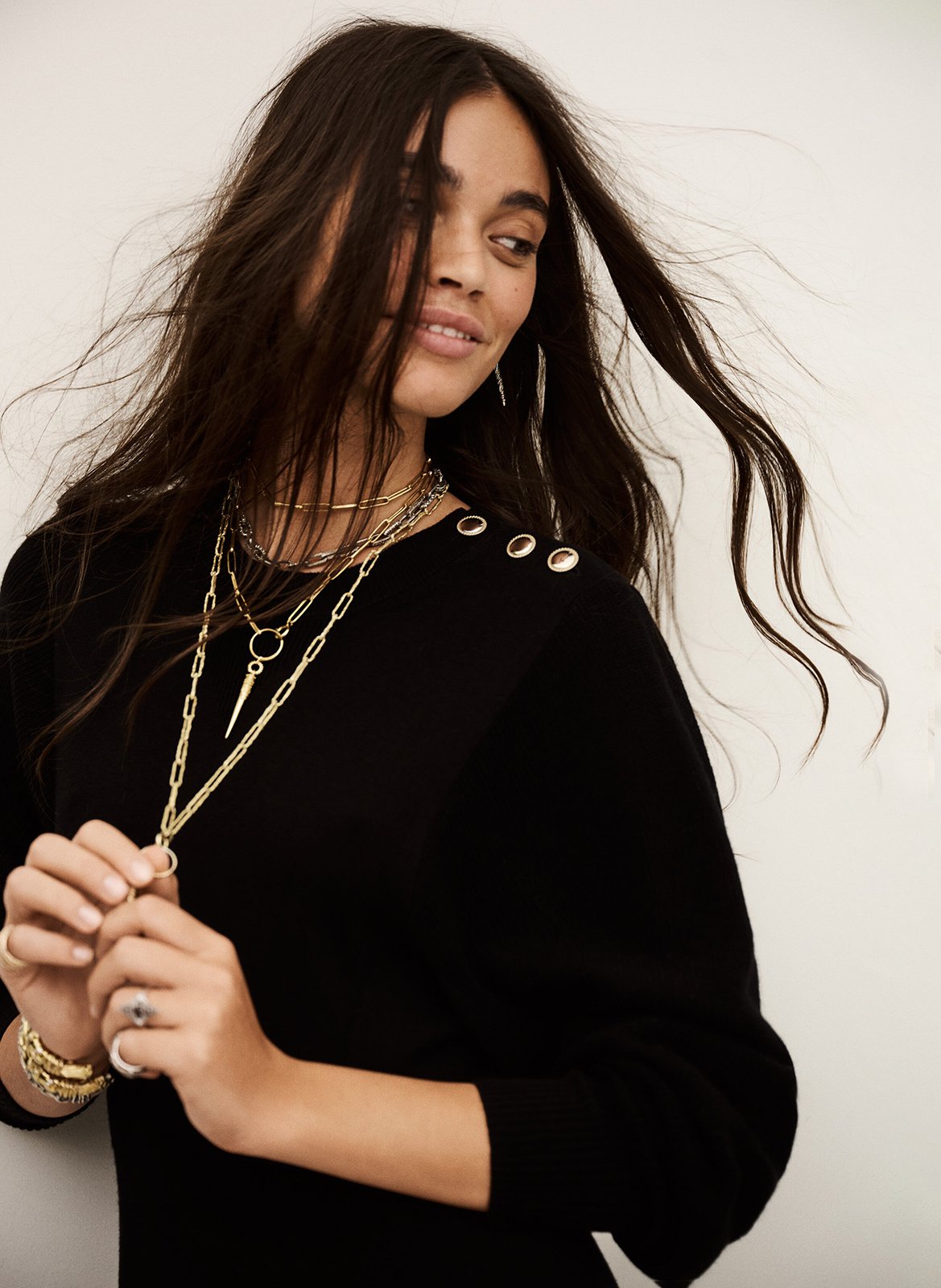 Robe midi col rond en laine mélangée jinna BA&SH Noir